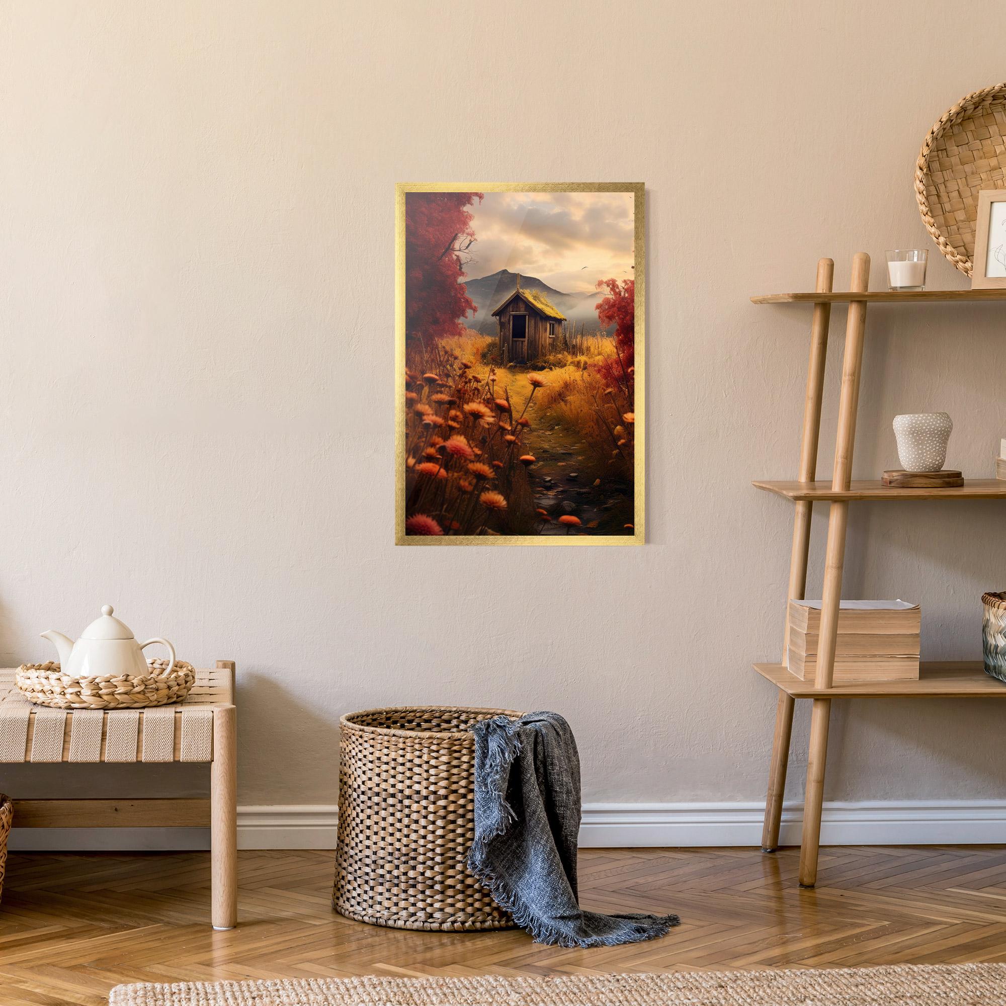 Рамкиран постер Small Cabin Field mockup 9