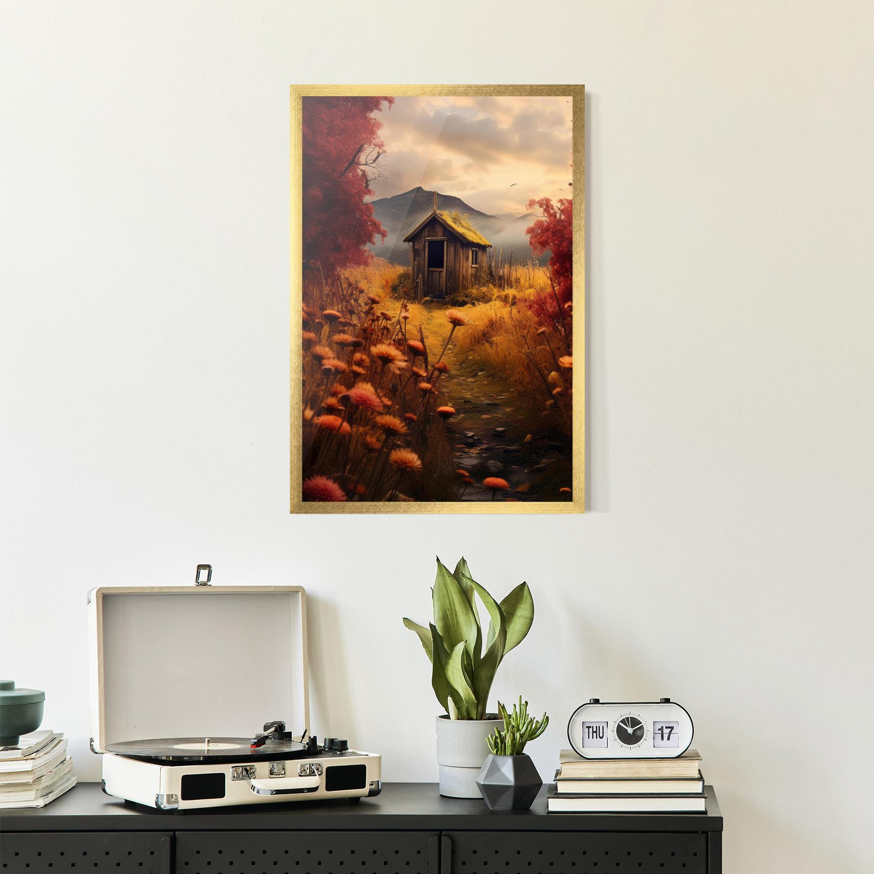 Рамкиран постер Small Cabin Field mockup 2