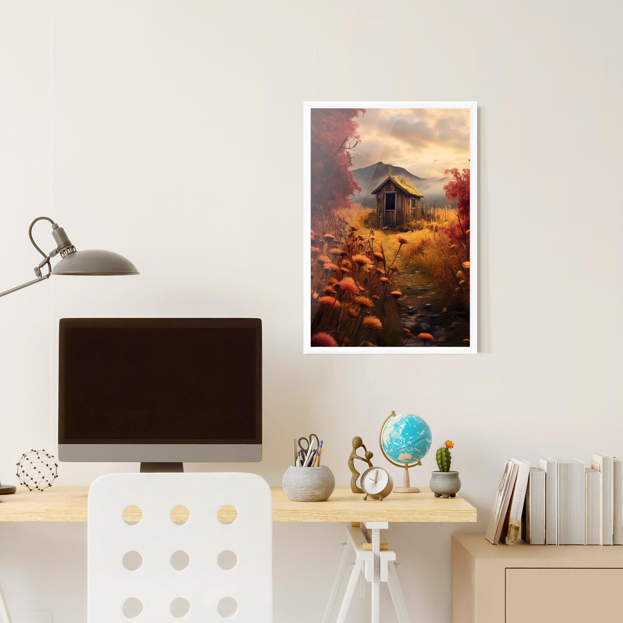 Рамкиран постер Small Cabin Field mockup 6