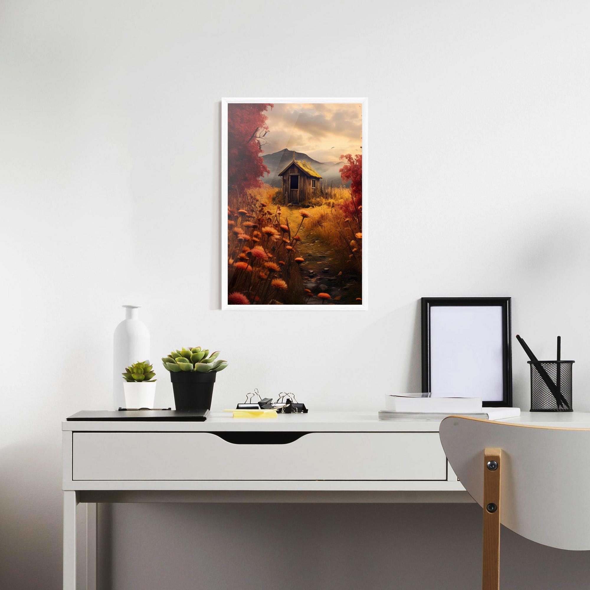 Рамкиран постер Small Cabin Field mockup 7