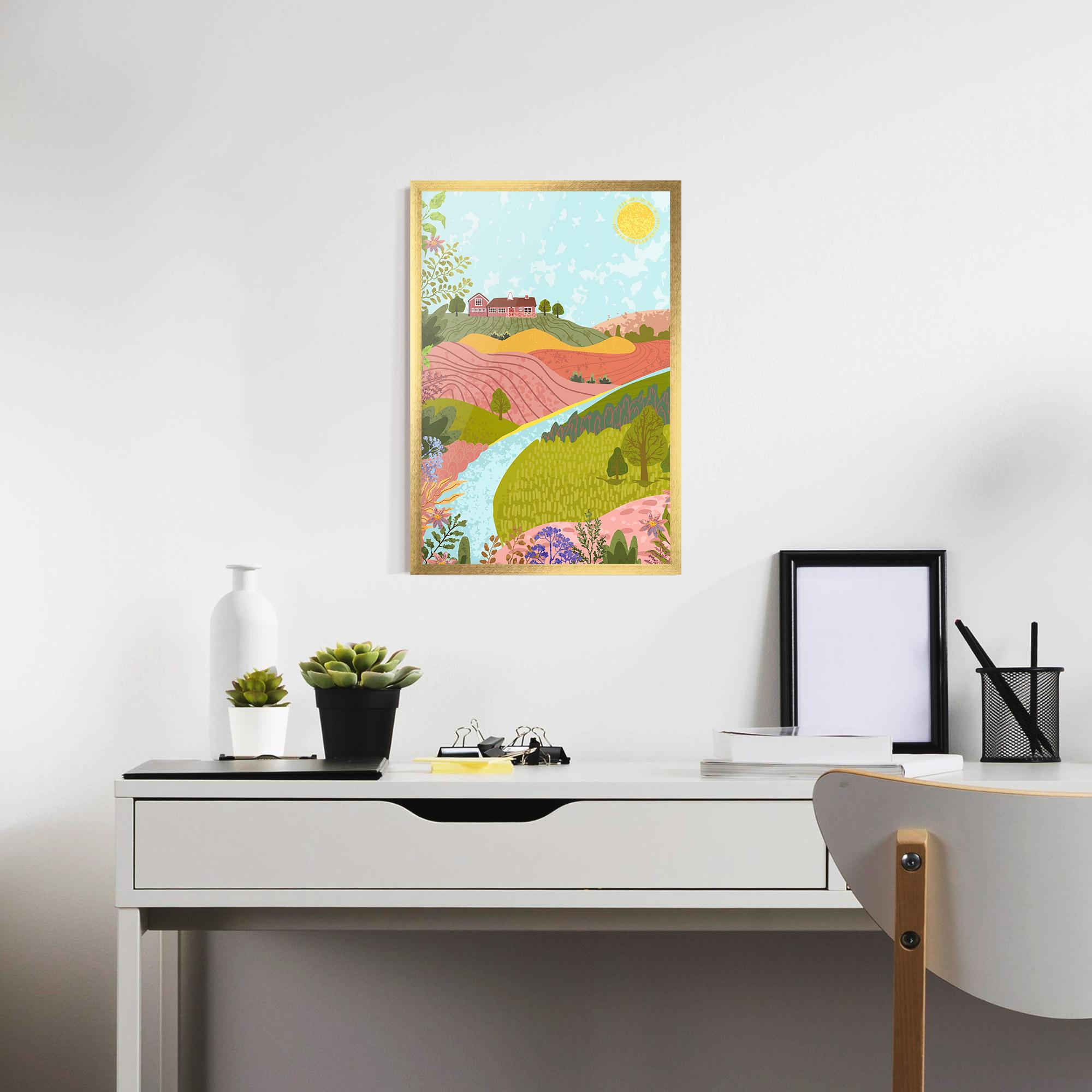 Рамкиран постер Pink House View mockup 7