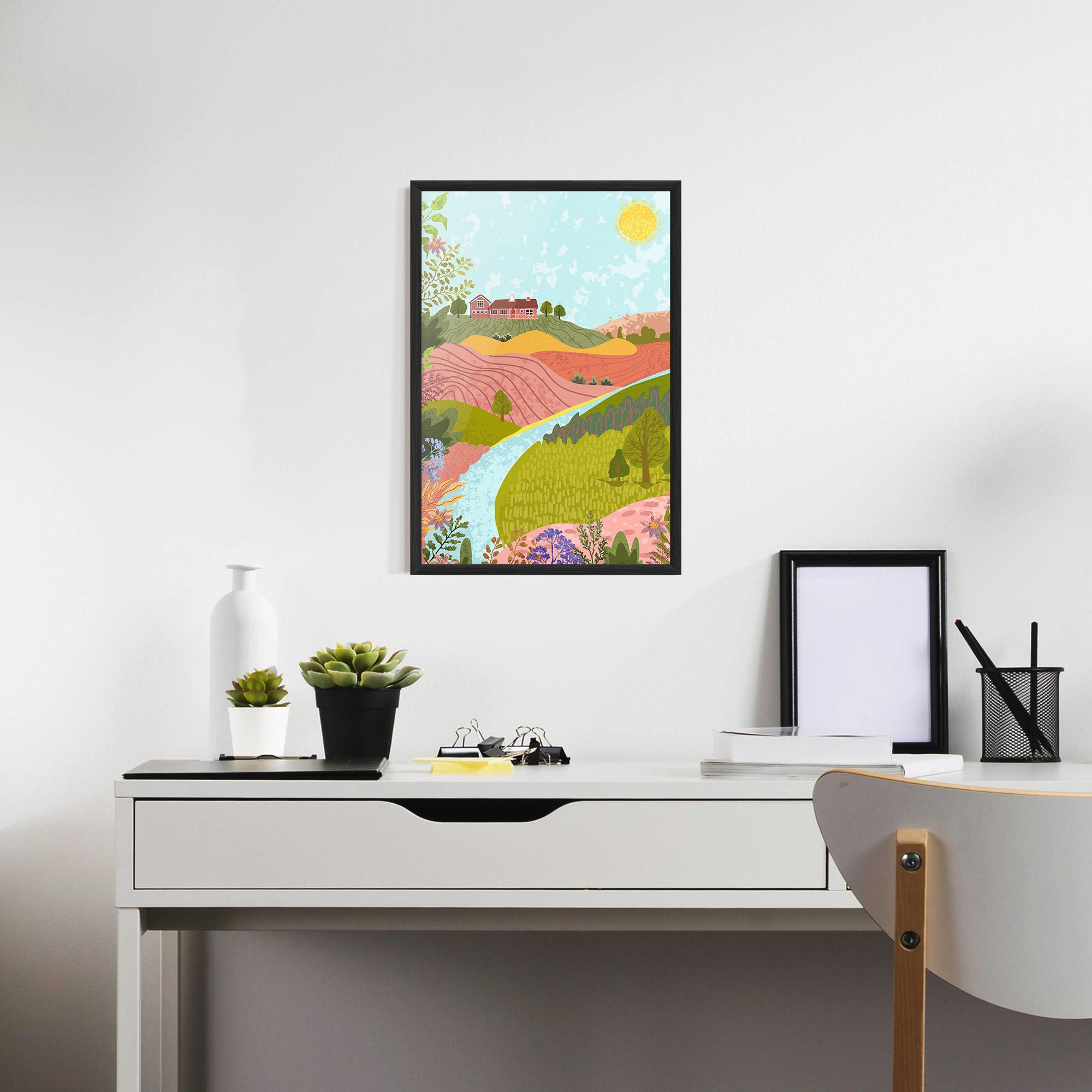 Рамкиран постер Pink House View mockup 7