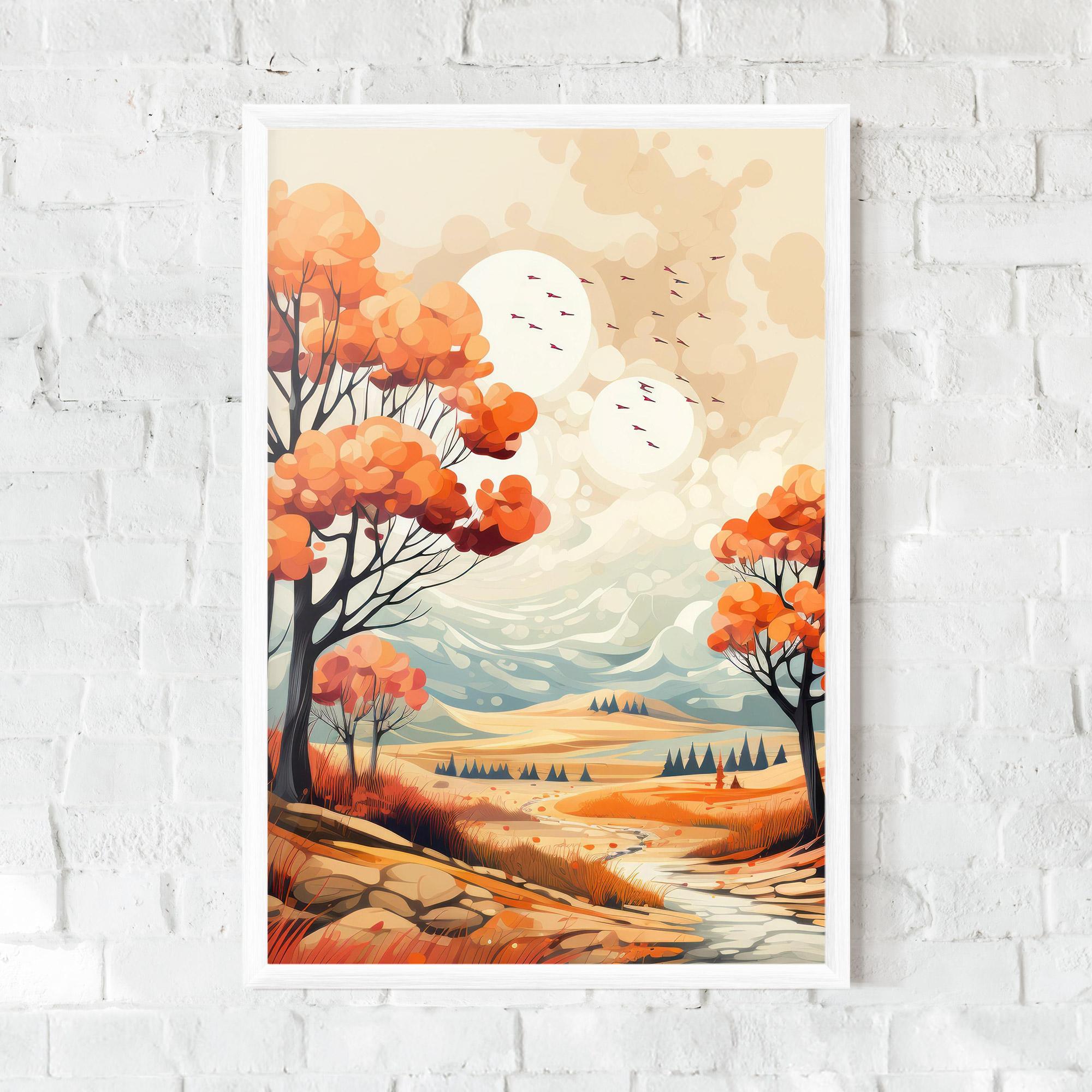 Рамкиран постер Autumn Tree Painting mockup 0