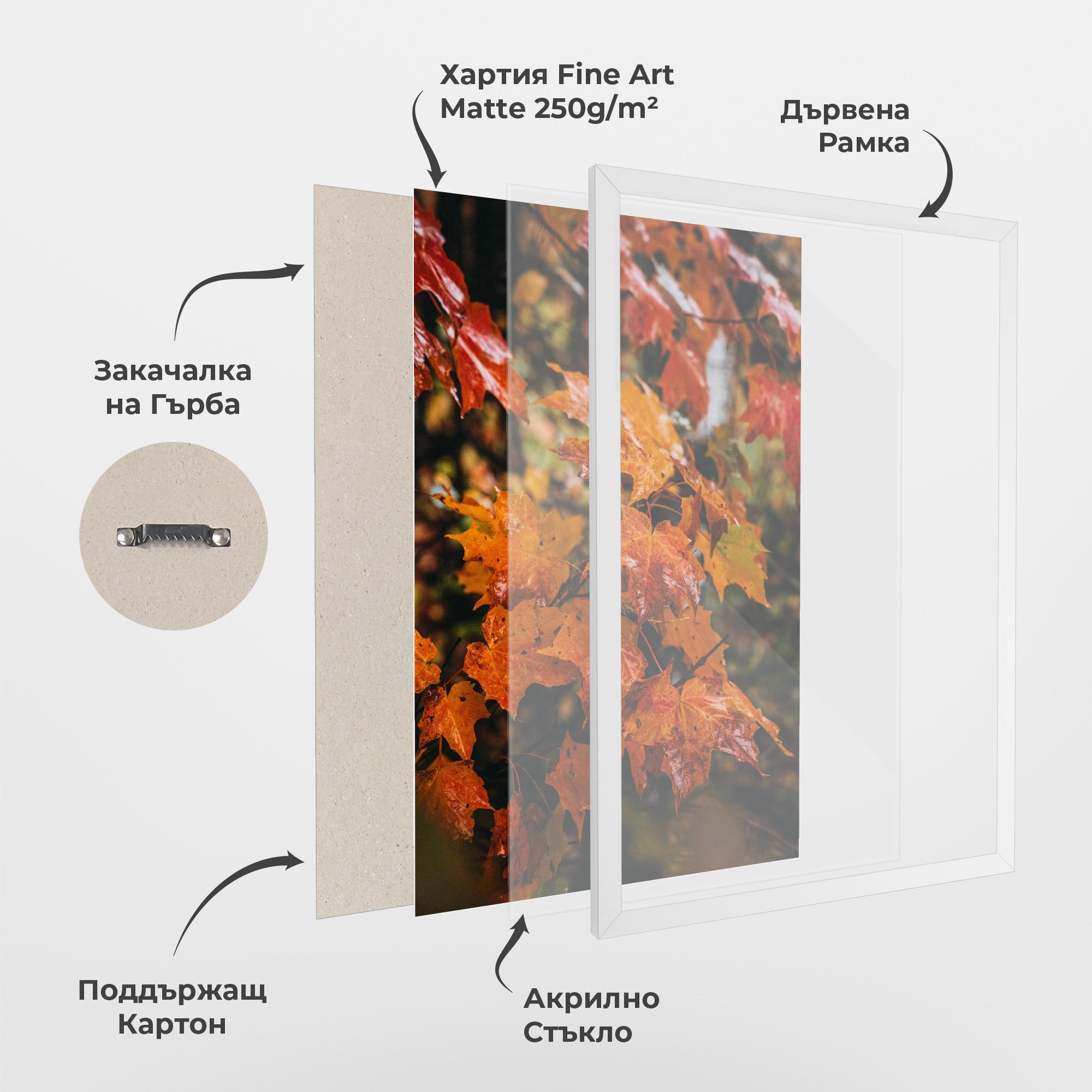 Рамкиран постер Orange Autumn Leaves mockup 1