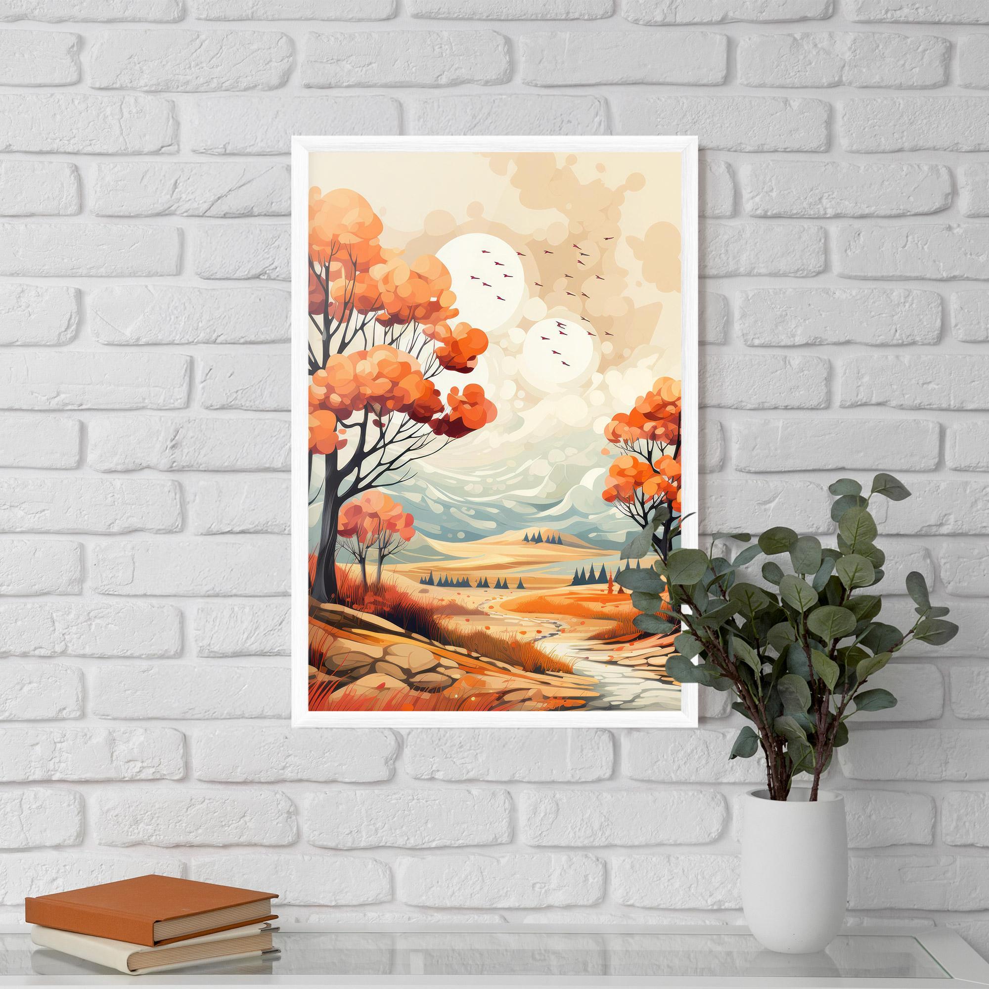 Рамкиран постер Autumn Tree Painting mockup 5