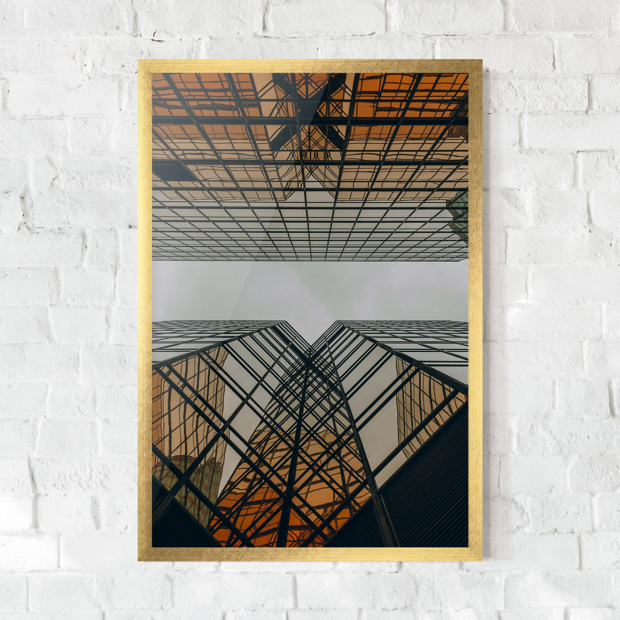 Рамкиран постер Orange Glass Building mockup 0