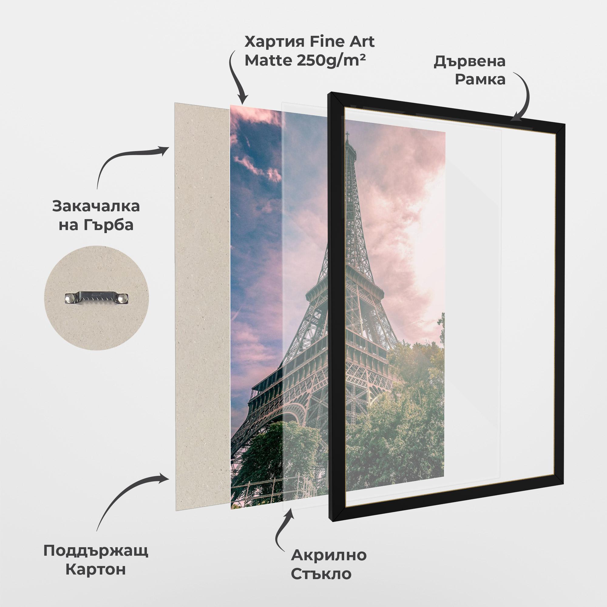 Рамкиран постер Eiffel Under Pink Sky mockup 1