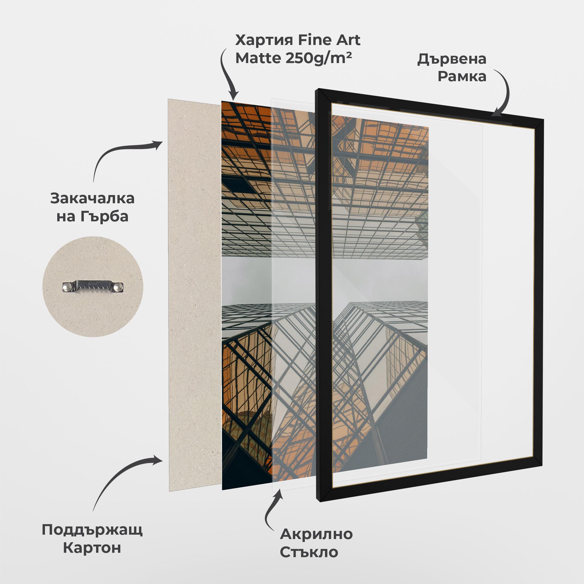 Рамкиран постер Orange Glass Building mockup 1