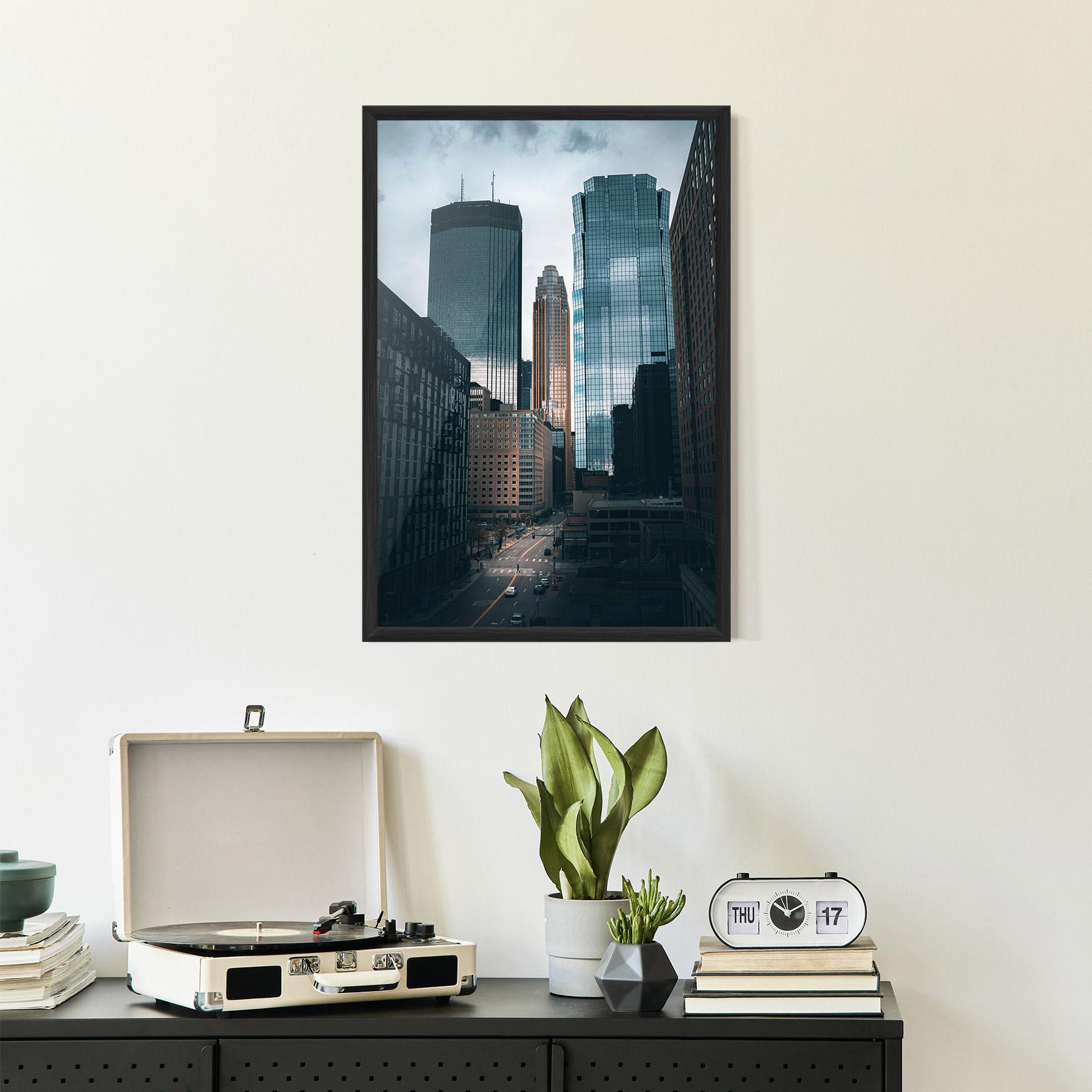 Рамкиран постер Big Blue Building mockup 2