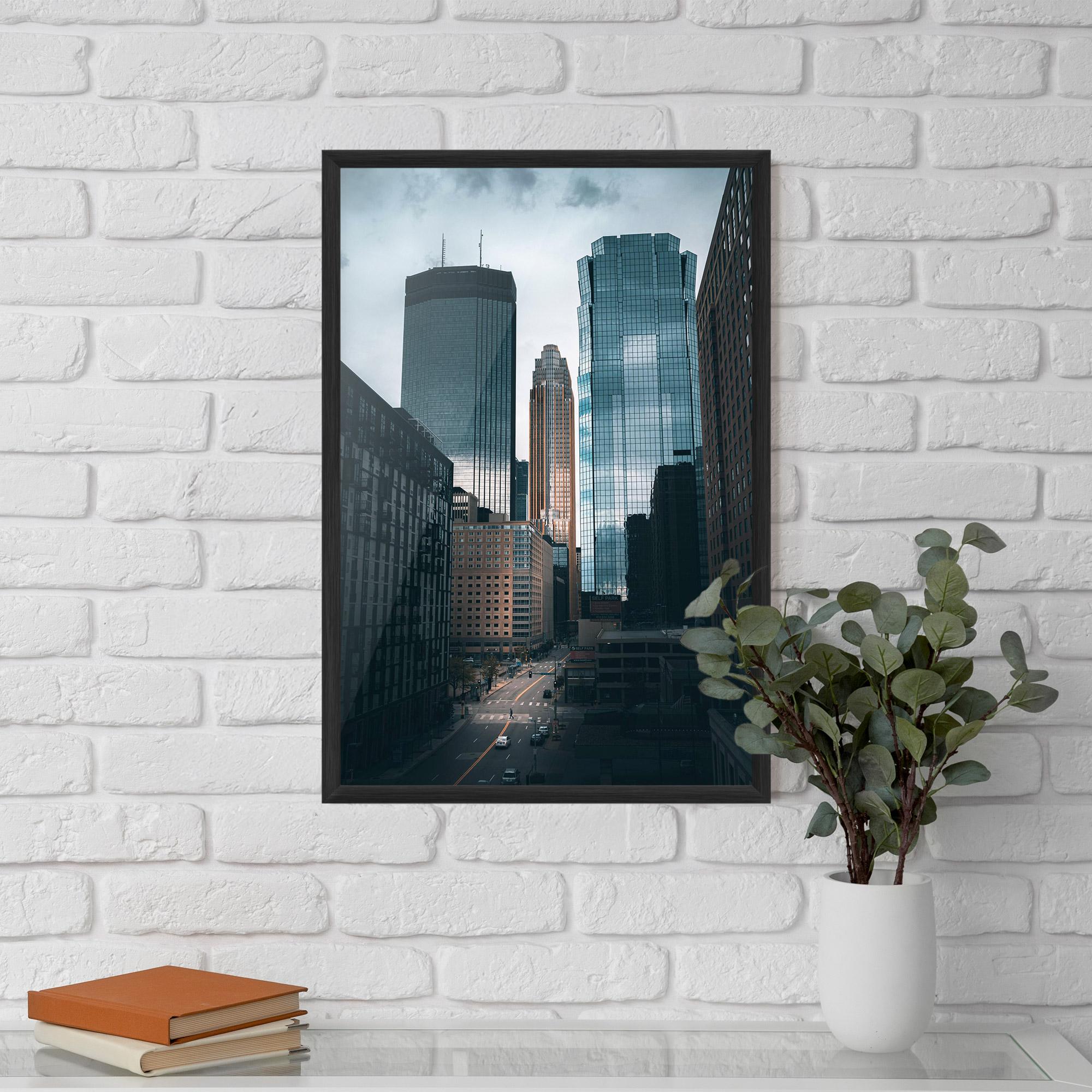 Рамкиран постер Big Blue Building mockup 5