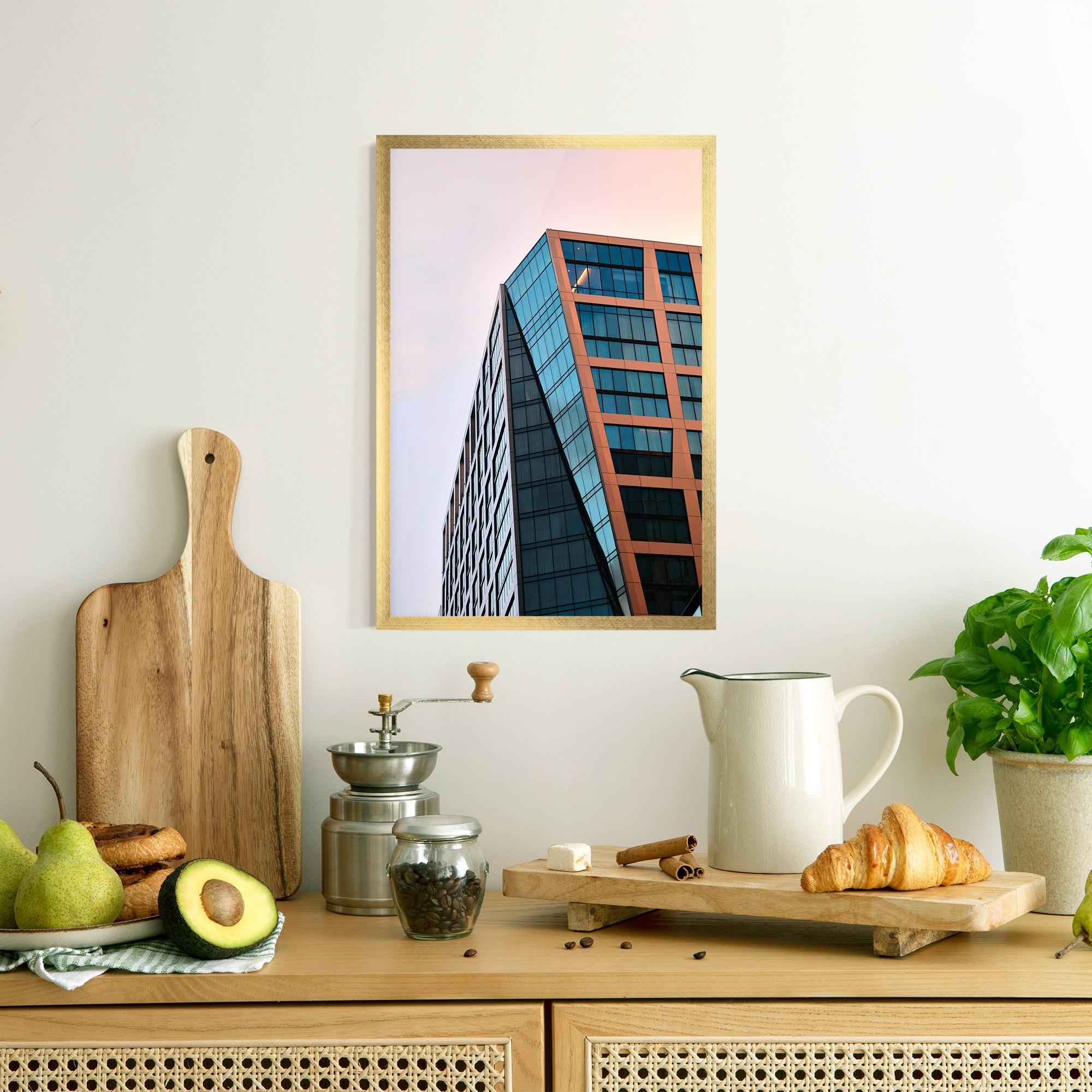 Рамкиран постер Blue Glass Building mockup 8