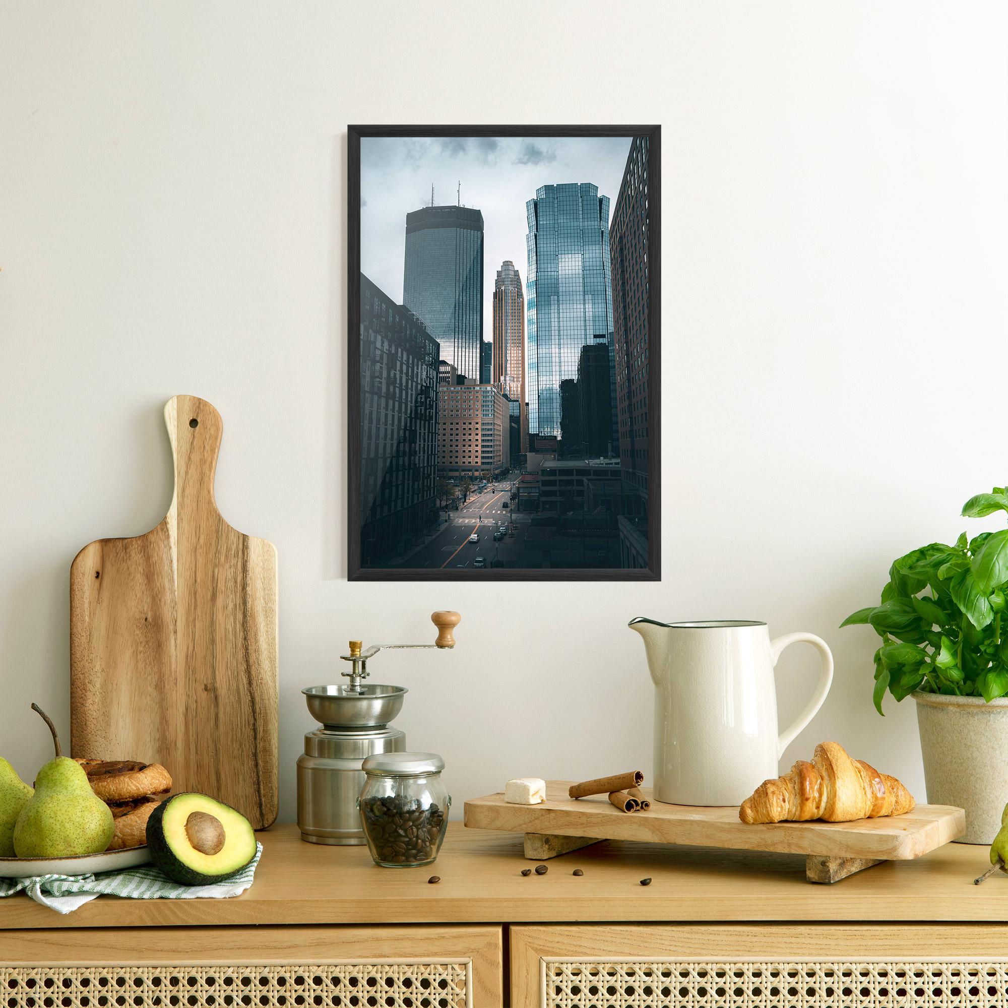 Рамкиран постер Big Blue Building mockup 8