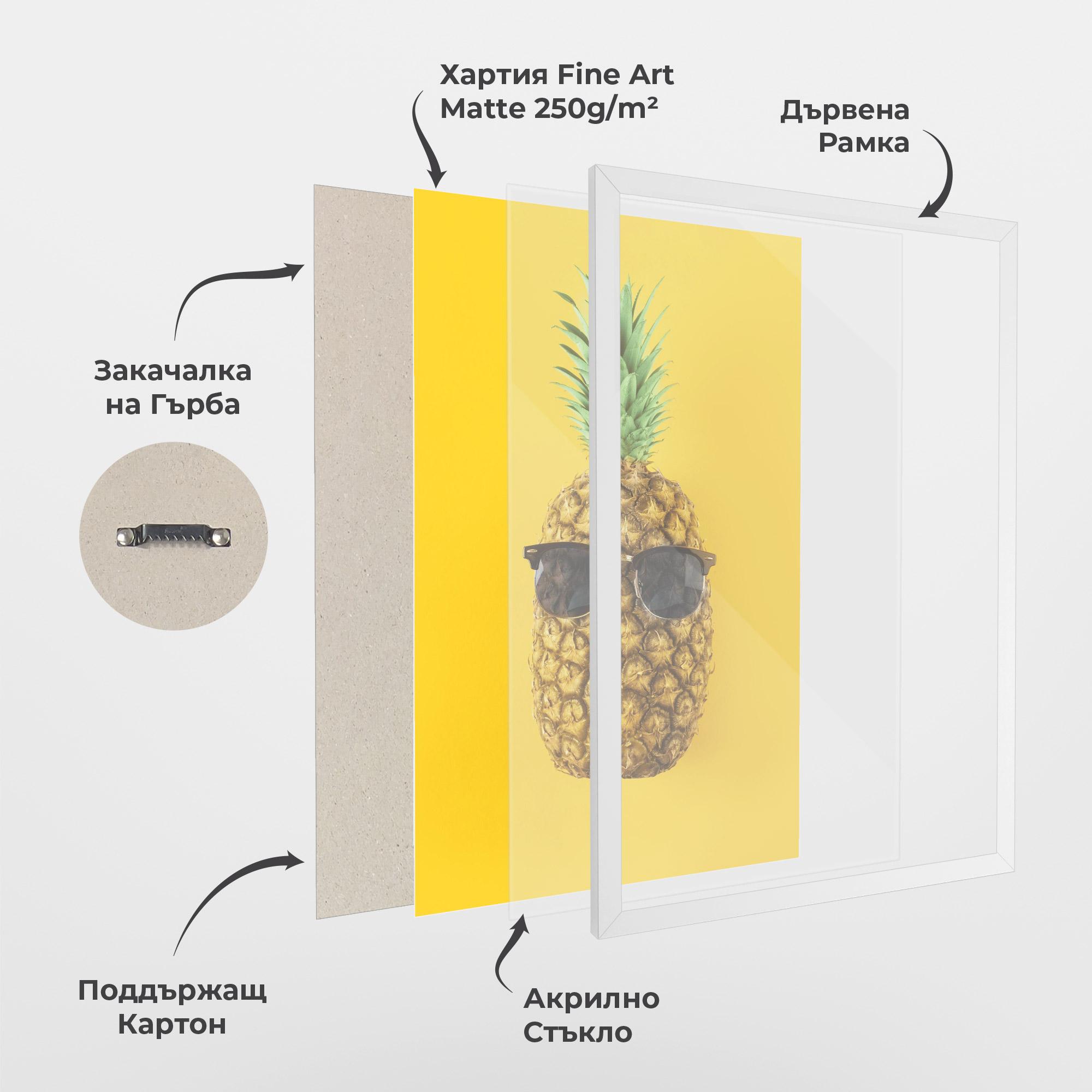 Рамкиран постер Fresh Pineapple mockup 1