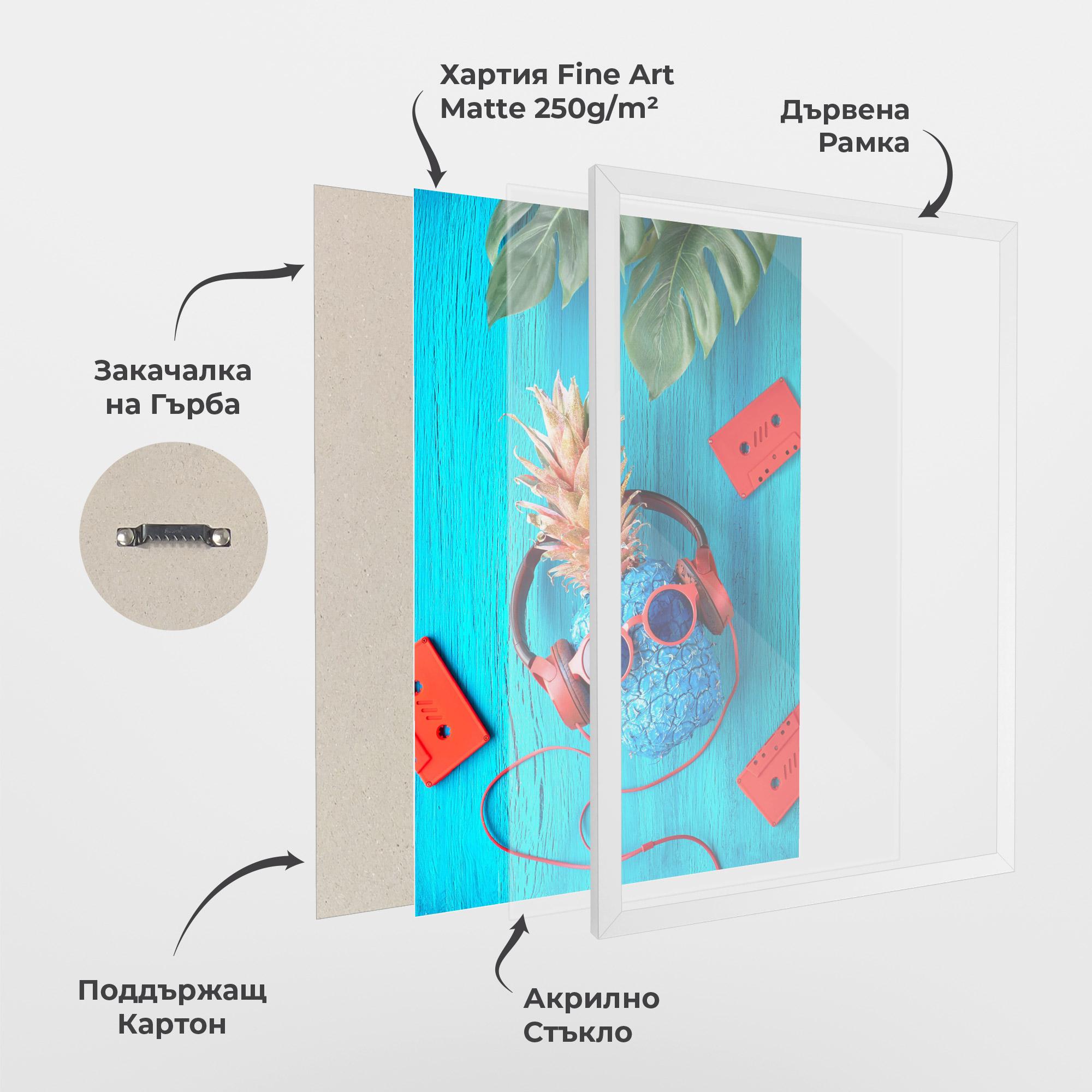 Рамкиран постер Pineapple On Blue mockup 1