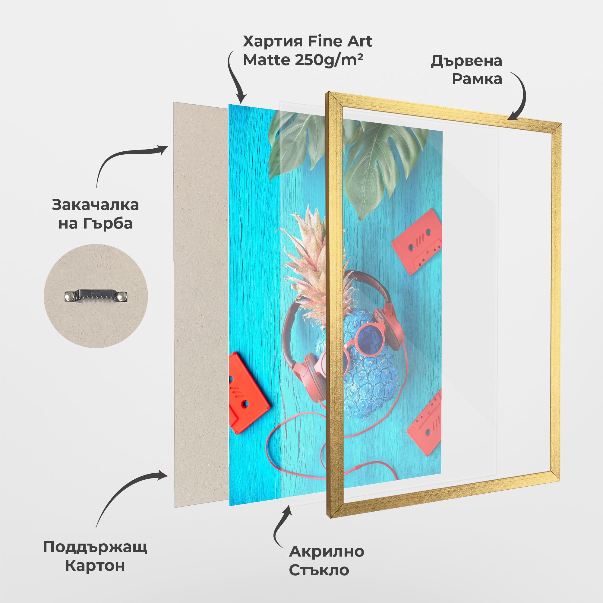 Рамкиран постер Pineapple On Blue mockup 1