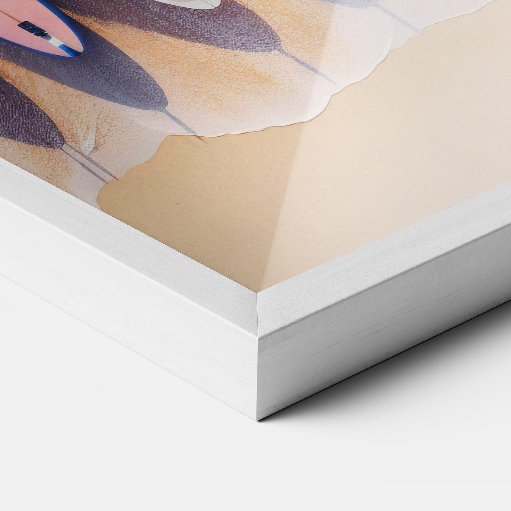 Рамкиран постер Surfboards Beach mockup 3