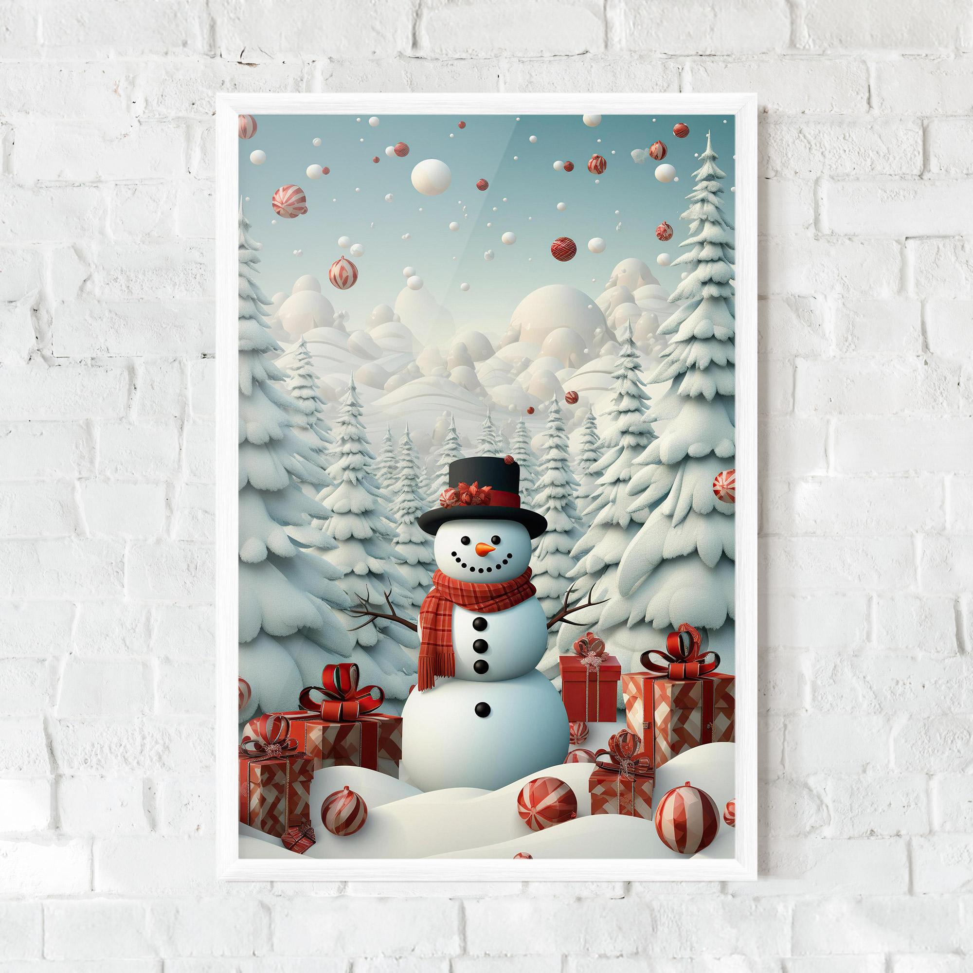 Рамкиран постер Snowman mockup 0
