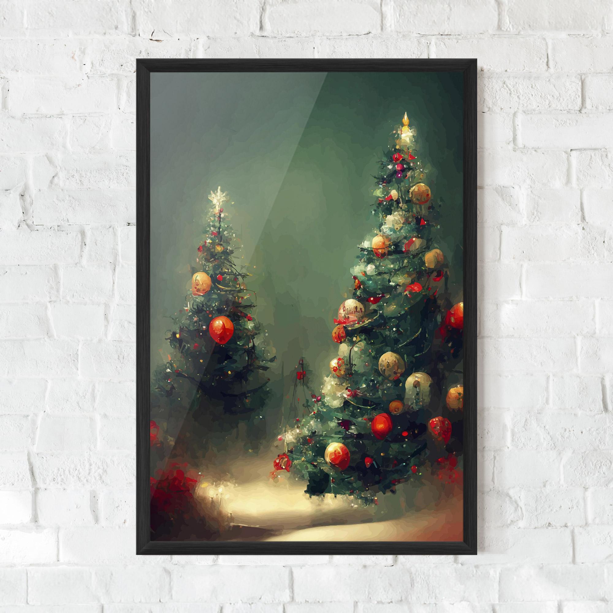 Рамкиран постер Snow Trees With Lights mockup 0