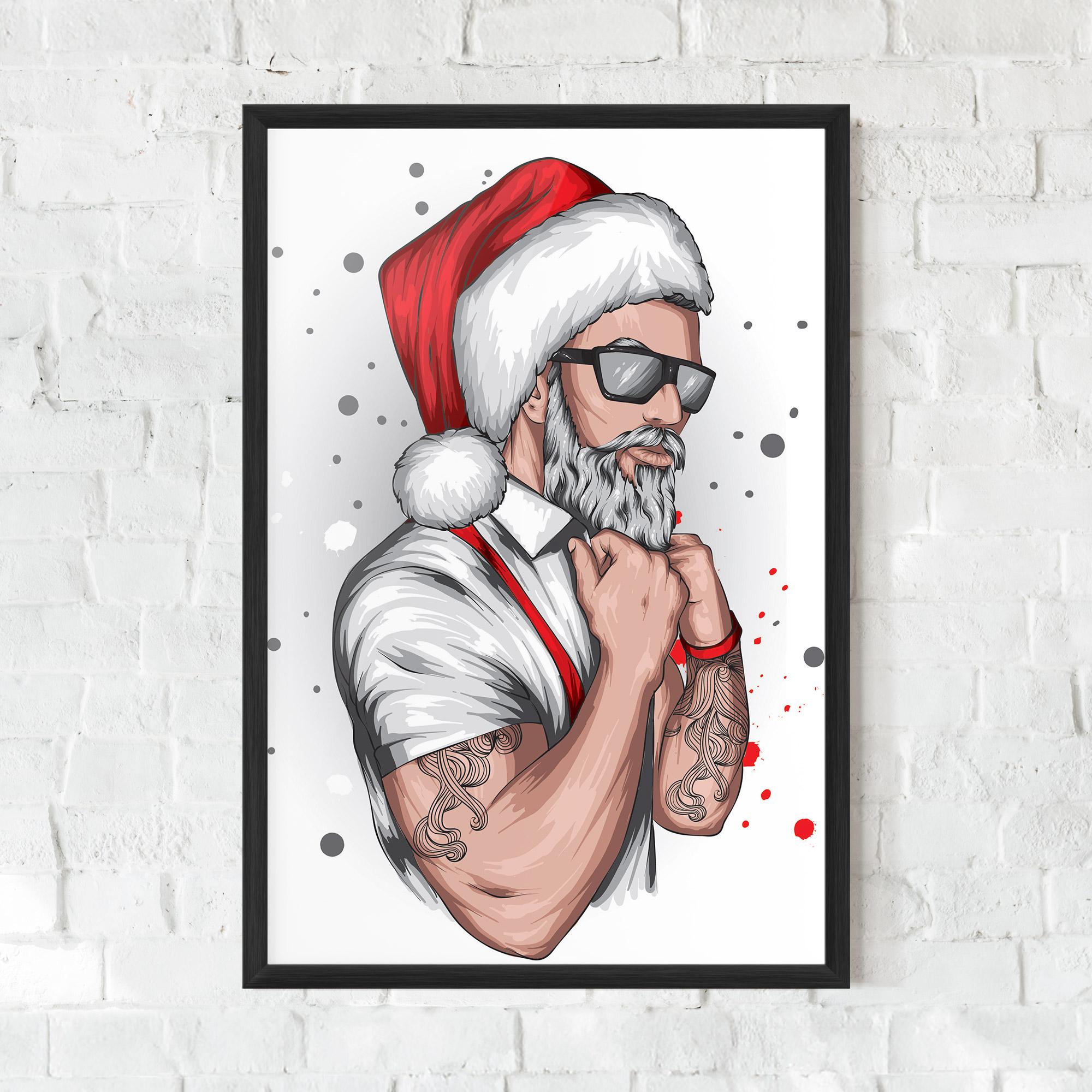 Рамкиран постер Tattoo Santa mockup 0