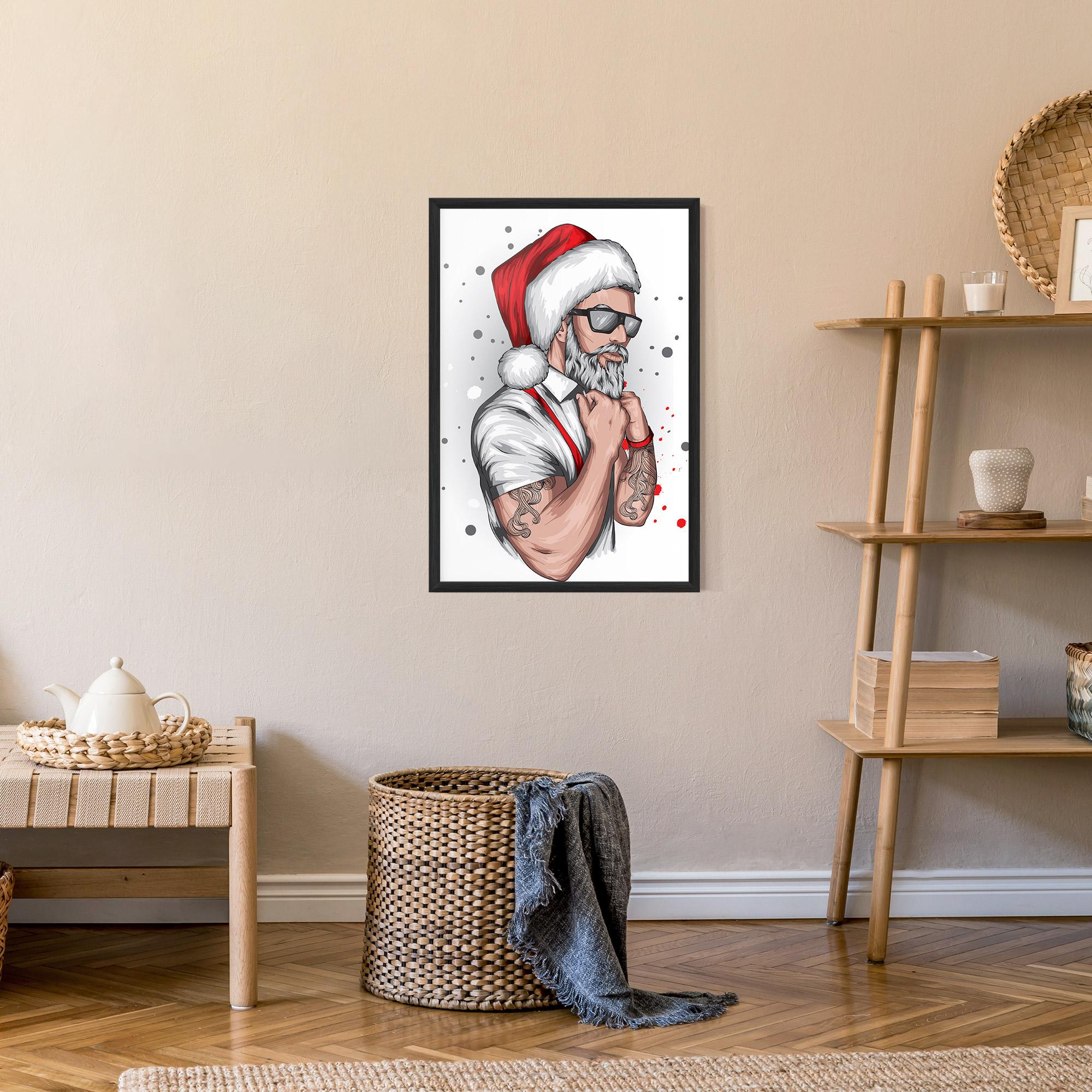 Рамкиран постер Tattoo Santa mockup 9