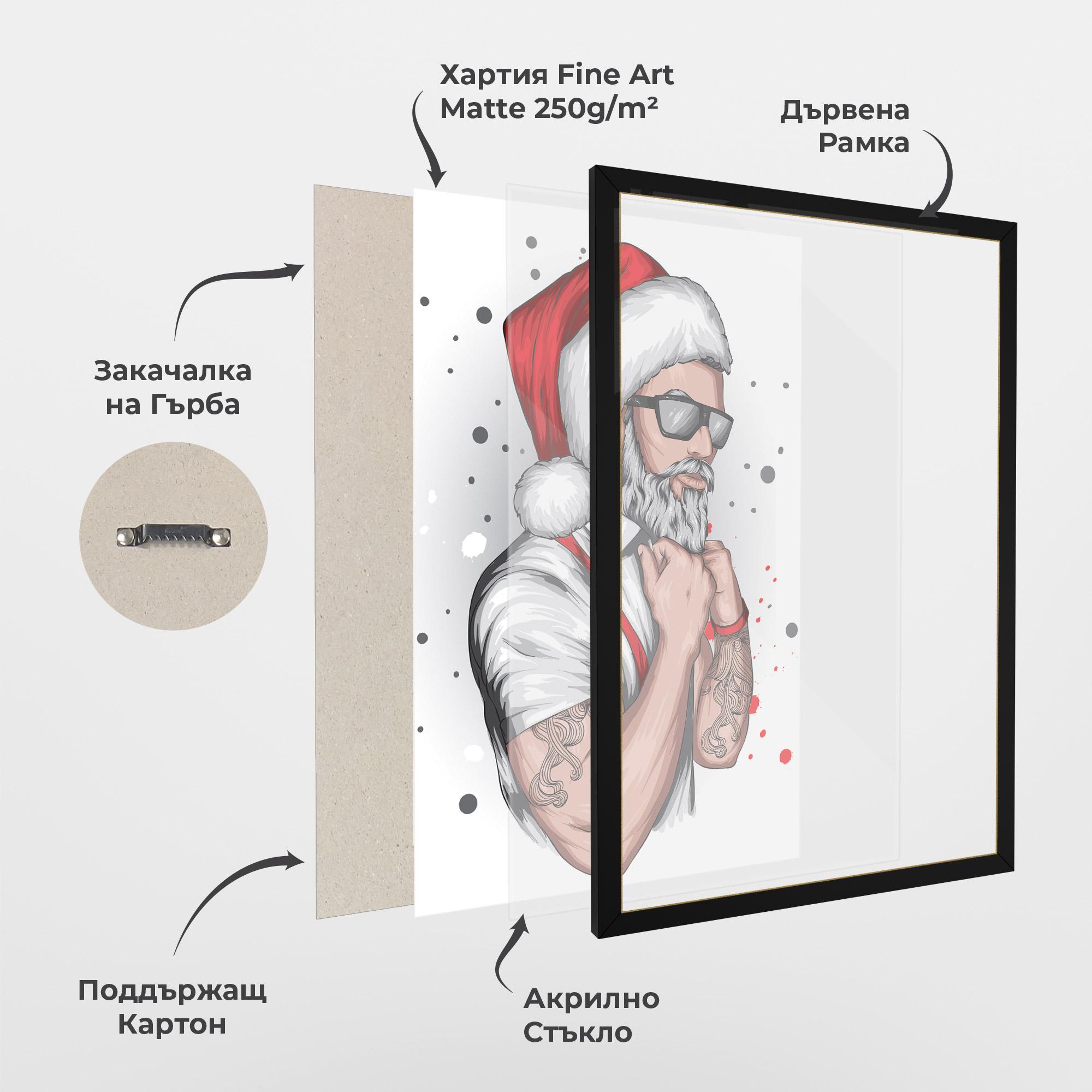 Рамкиран постер Tattoo Santa mockup 1