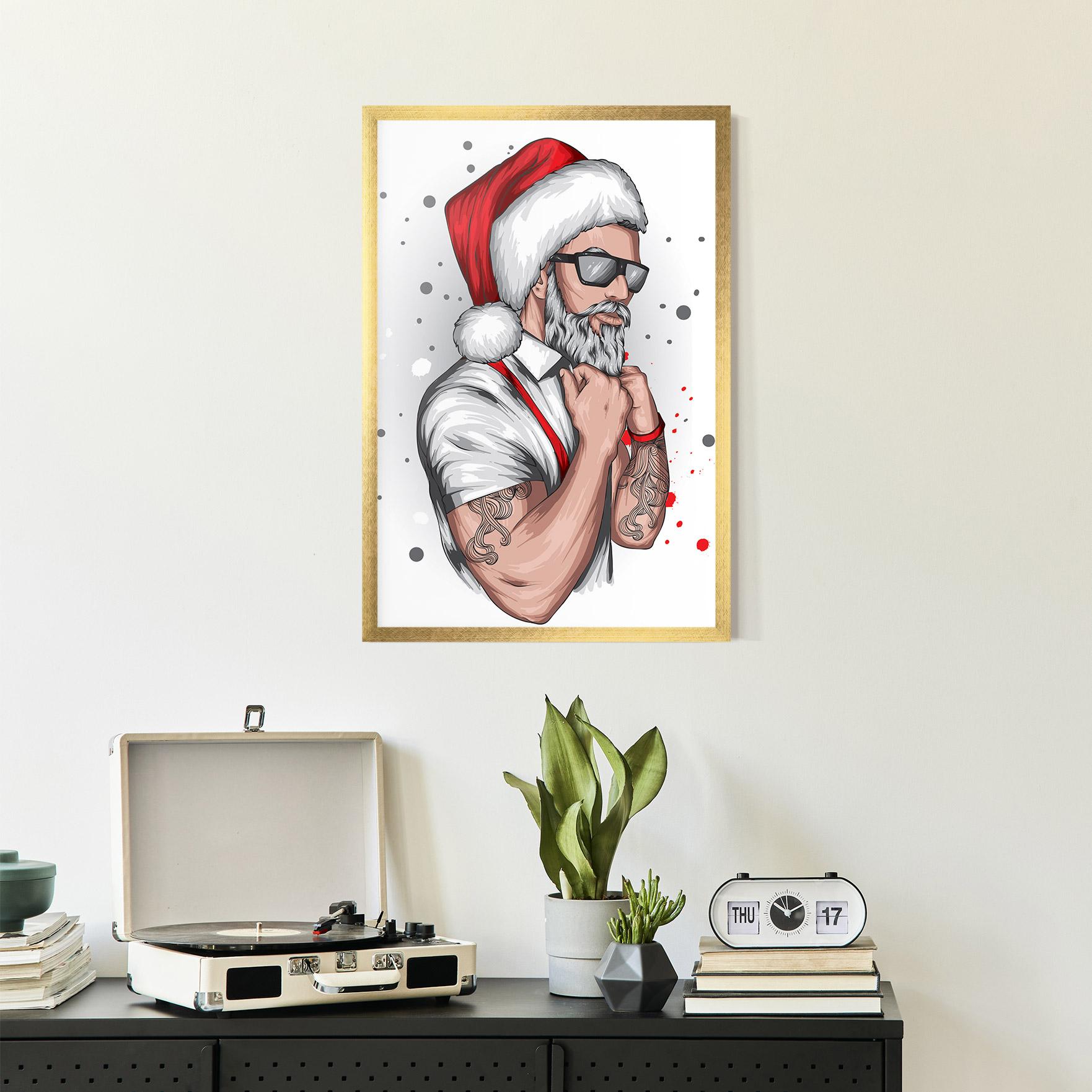 Рамкиран постер Tattoo Santa mockup 2