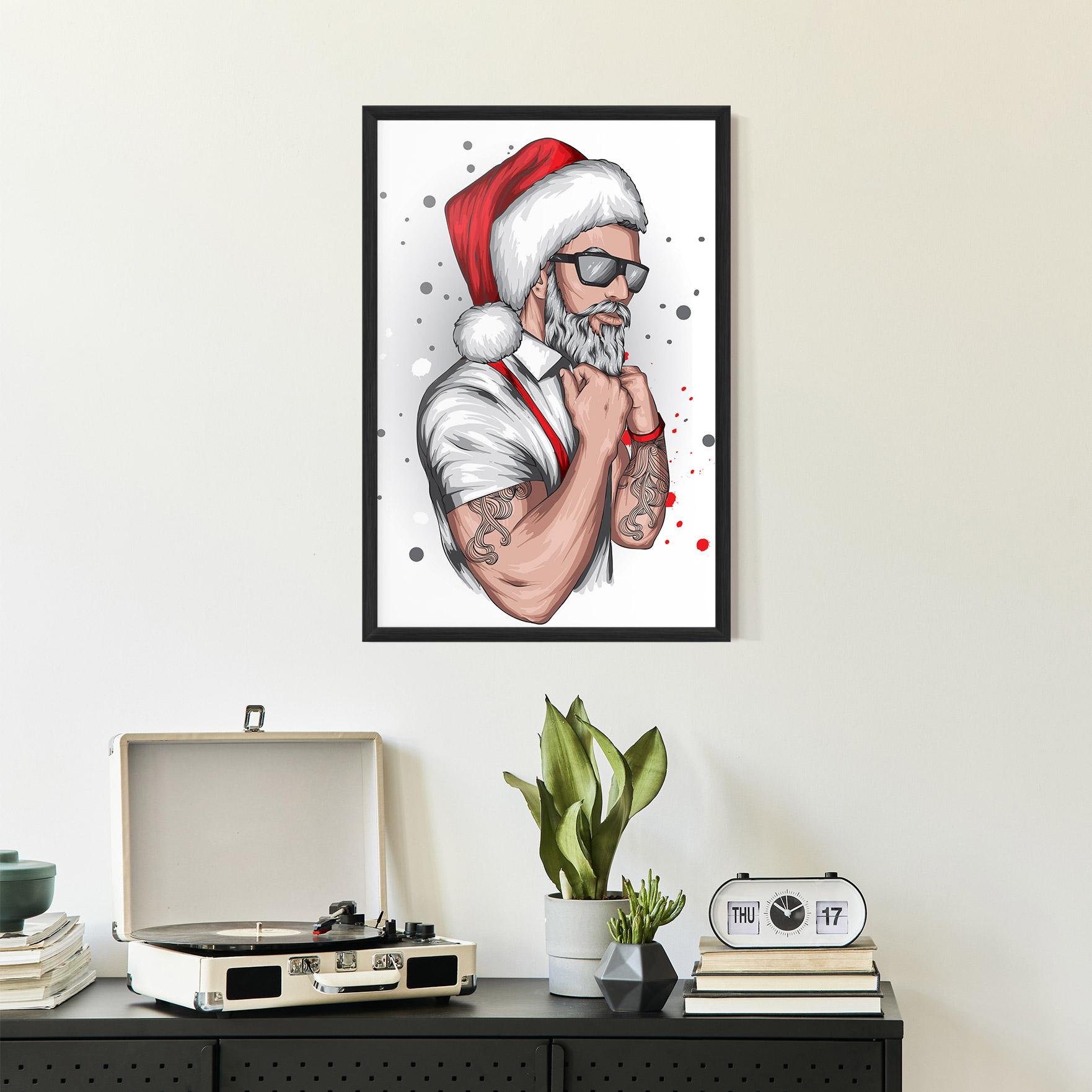 Рамкиран постер Tattoo Santa mockup 2