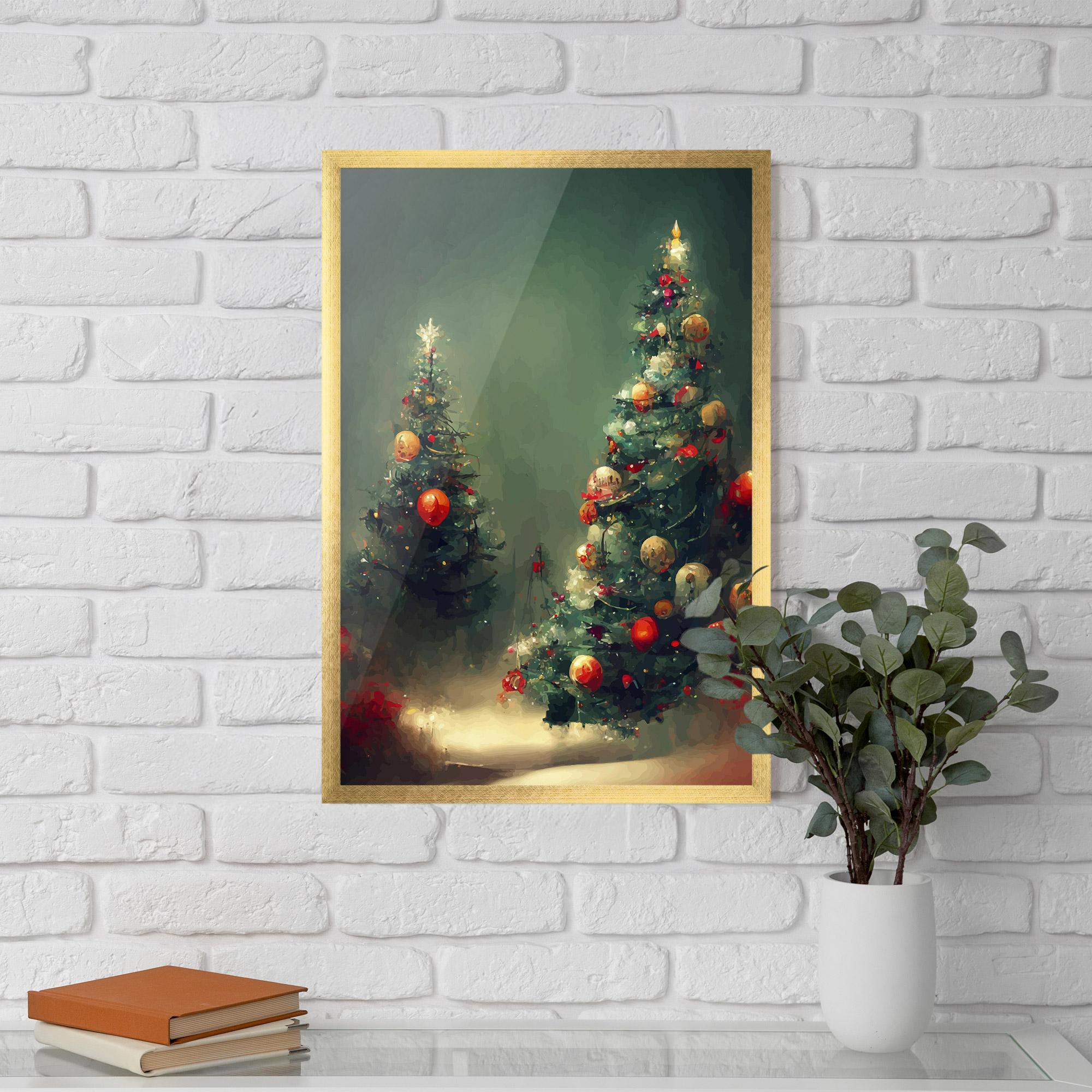 Рамкиран постер Snow Trees With Lights mockup 5