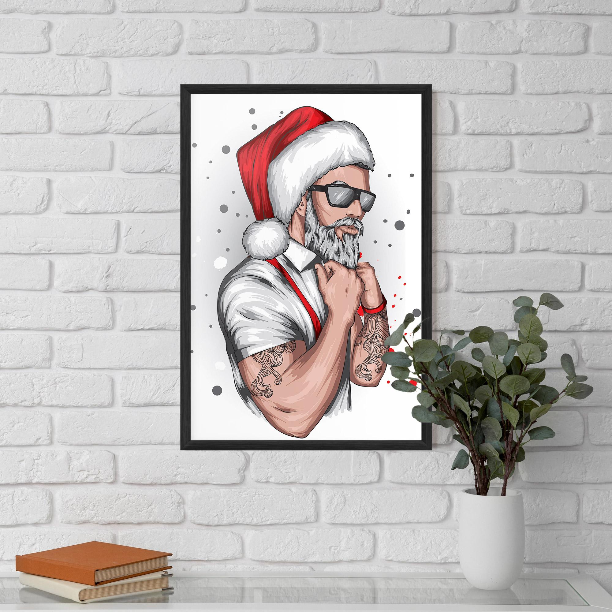 Рамкиран постер Tattoo Santa mockup 5