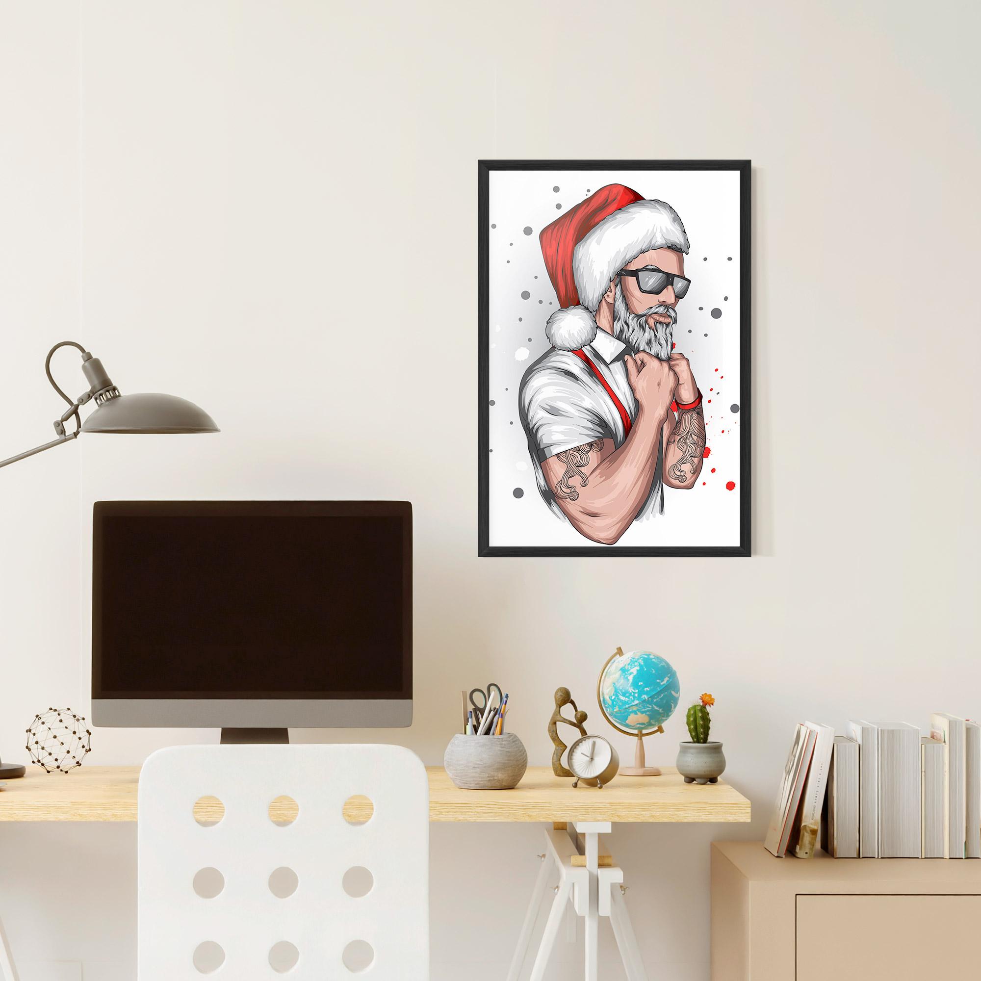 Рамкиран постер Tattoo Santa mockup 6