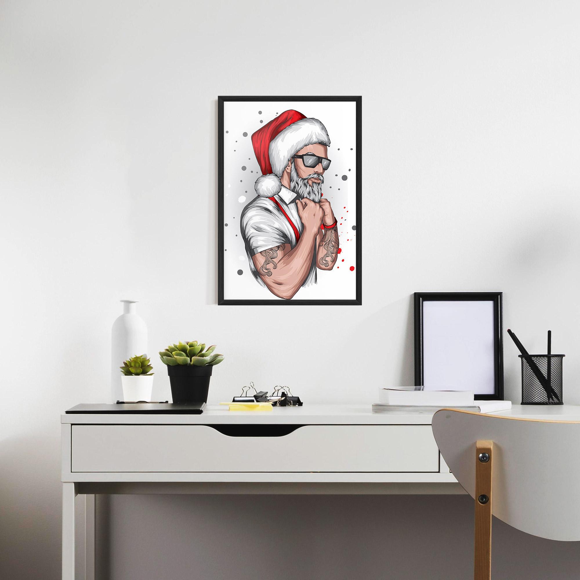 Рамкиран постер Tattoo Santa mockup 7