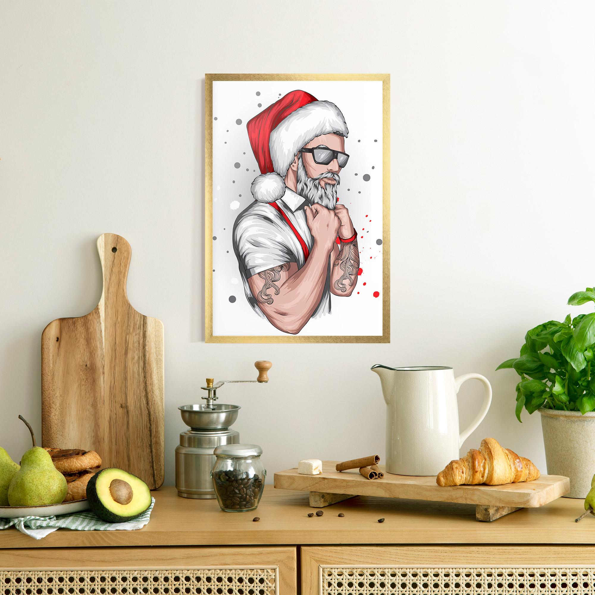 Рамкиран постер Tattoo Santa mockup 8