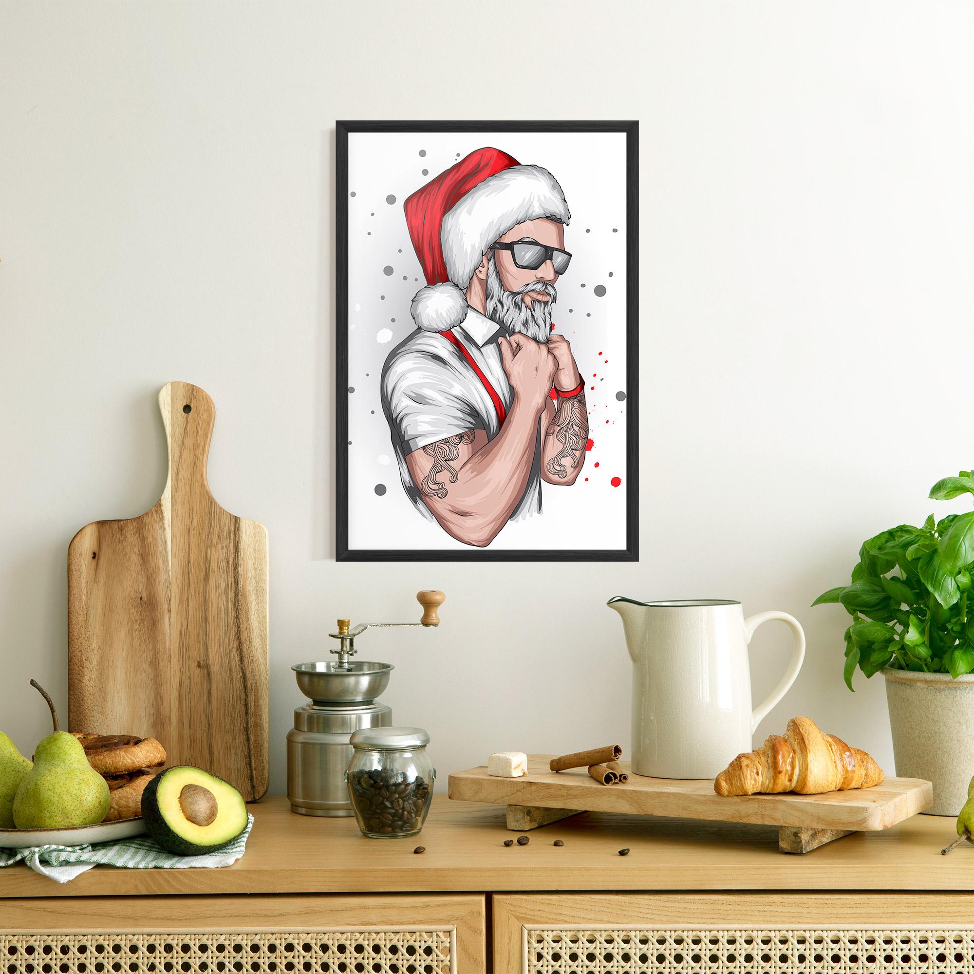 Рамкиран постер Tattoo Santa mockup 8