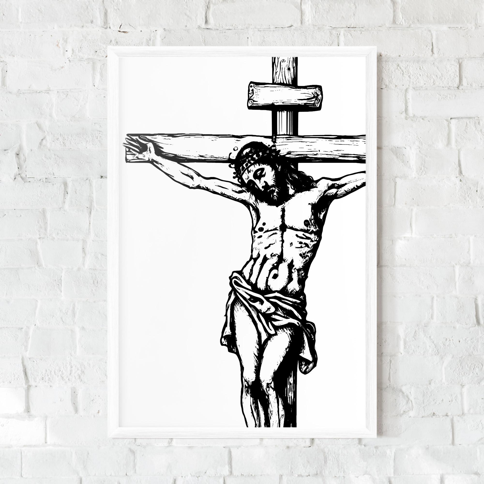 Рамкиран постер Jesus Black Line mockup 0