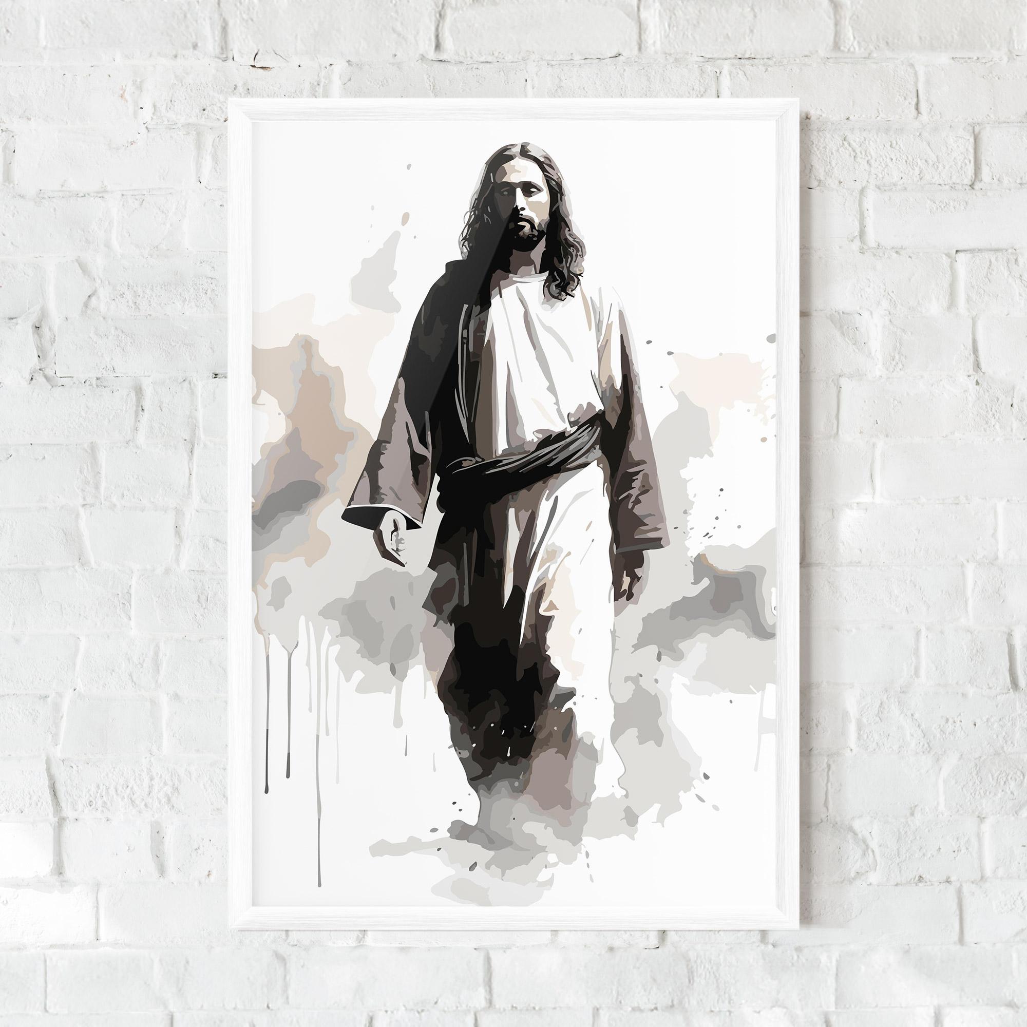 Рамкиран постер Watercolor Jesus mockup 0