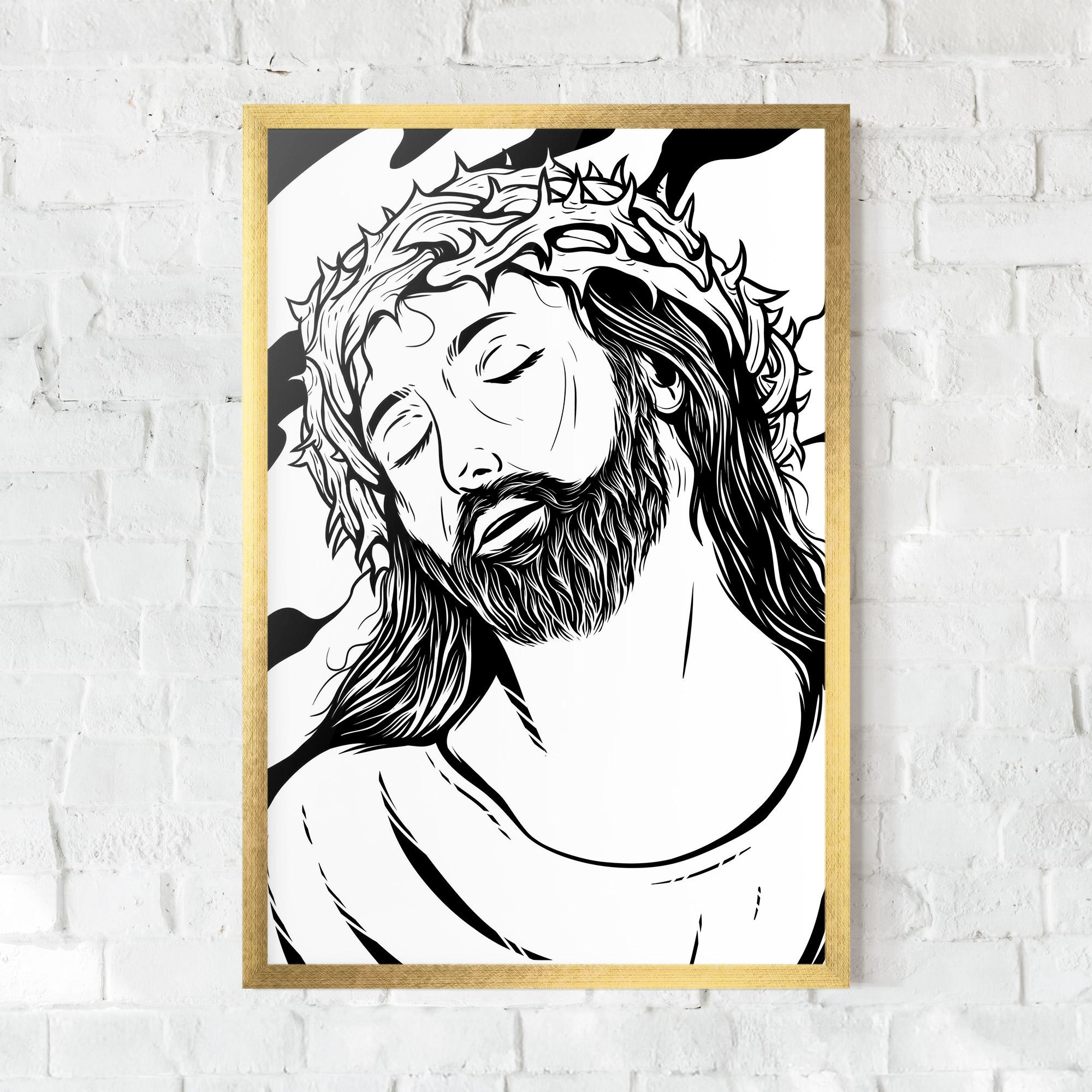 Рамкиран постер Black White Jesus mockup 0