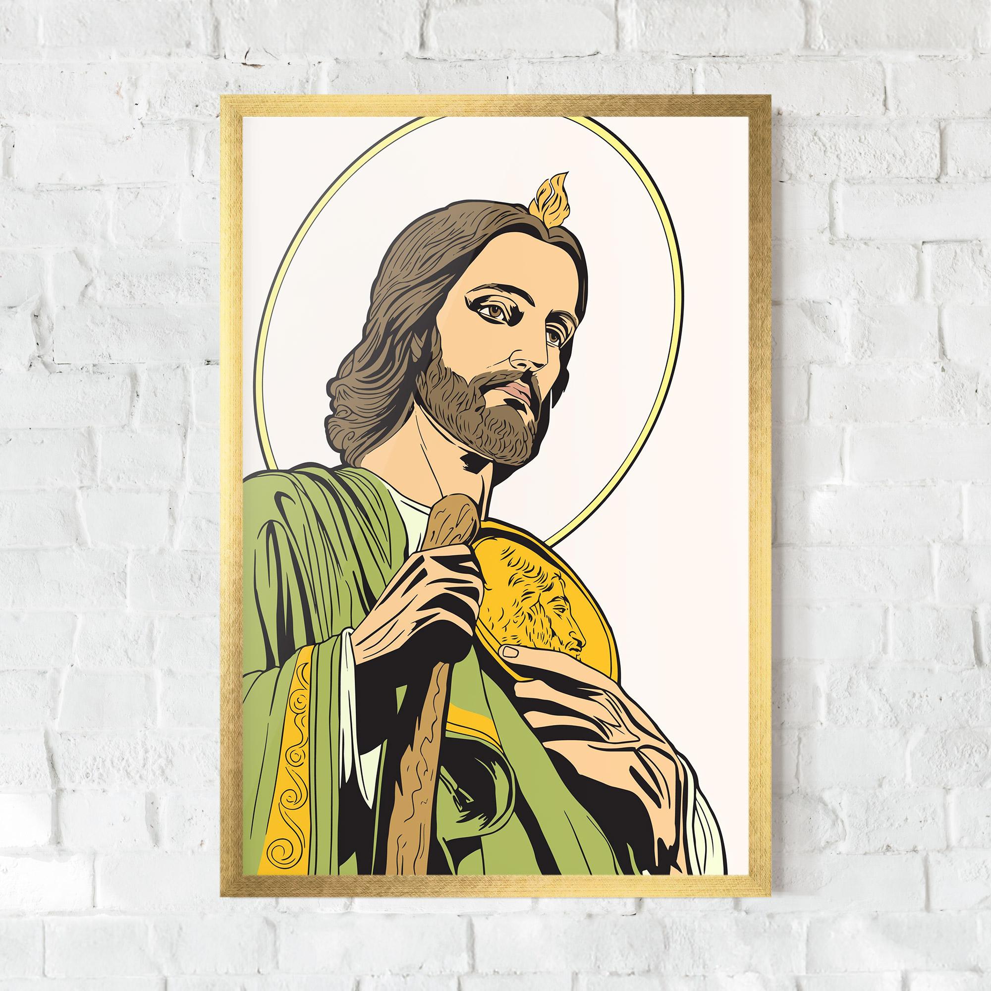 Рамкиран постер Green Jesus mockup 0