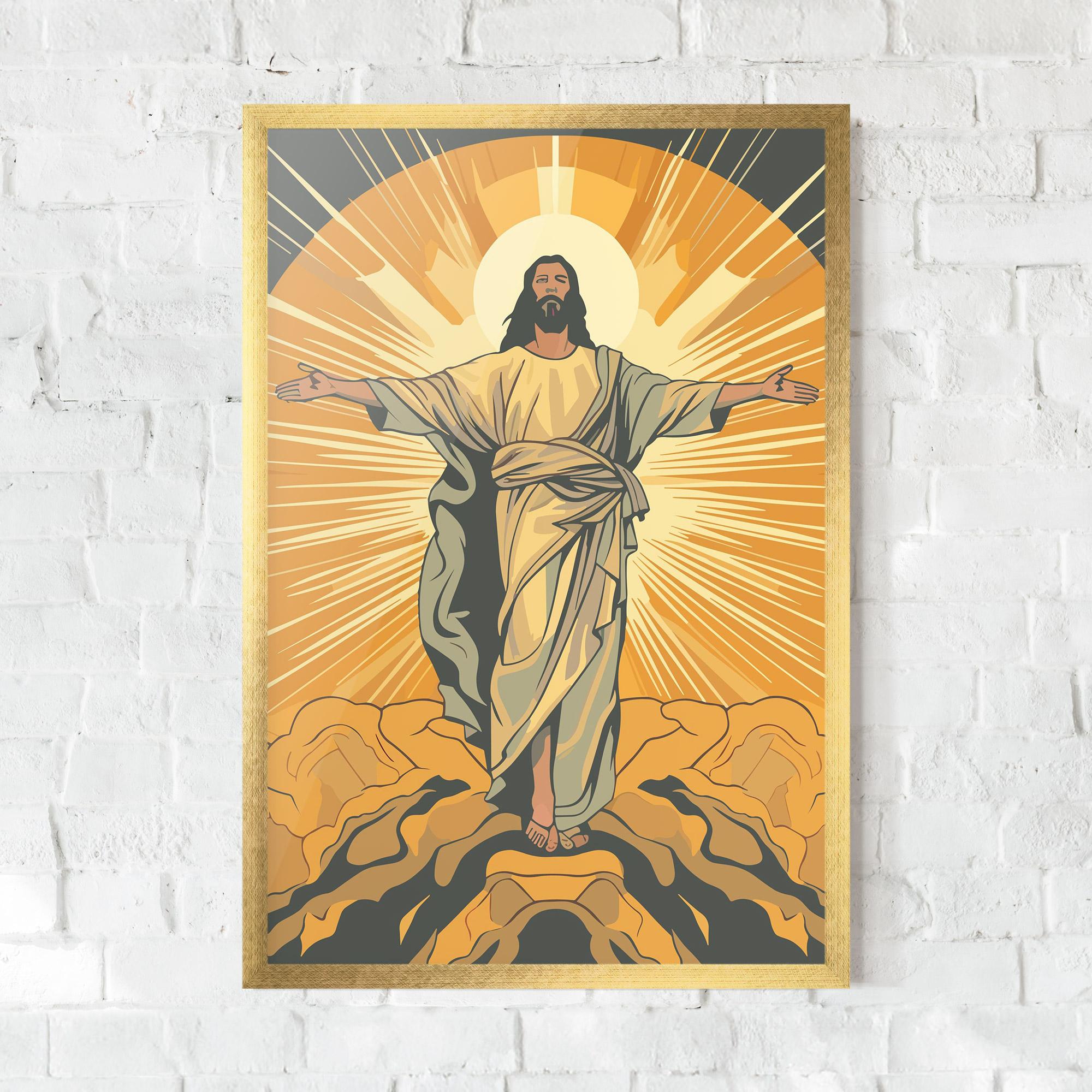 Рамкиран постер Sunset Jesus mockup 0