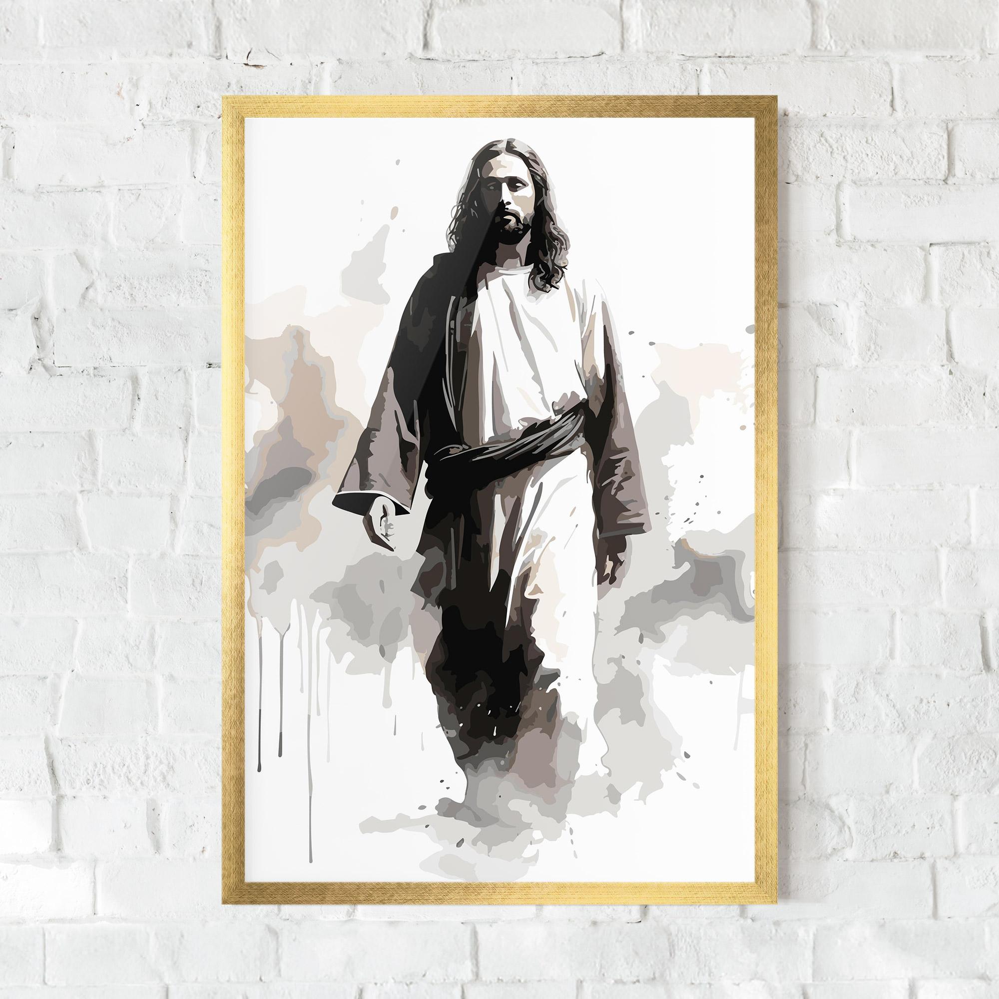 Рамкиран постер Watercolor Jesus mockup 0