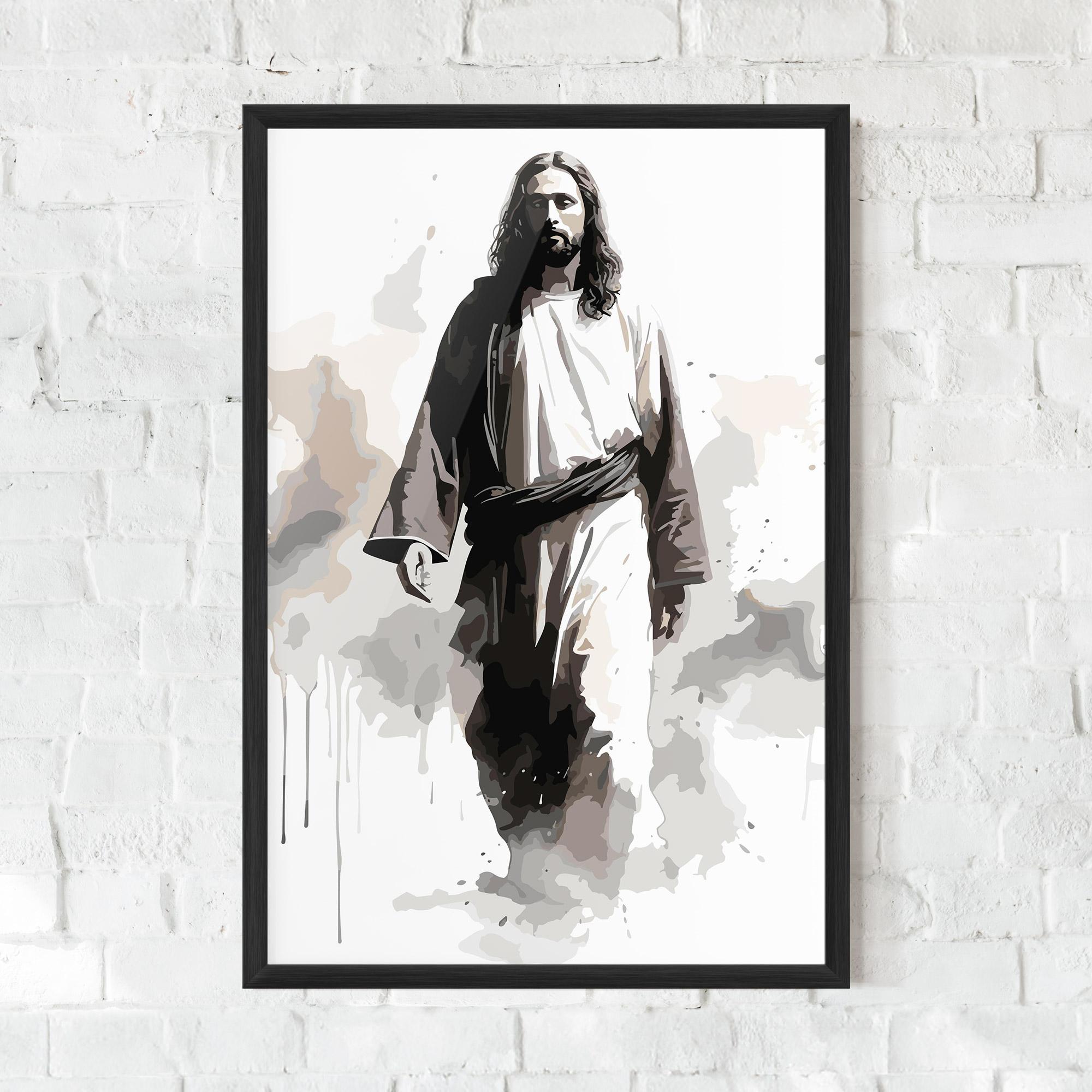Рамкиран постер Watercolor Jesus mockup 0