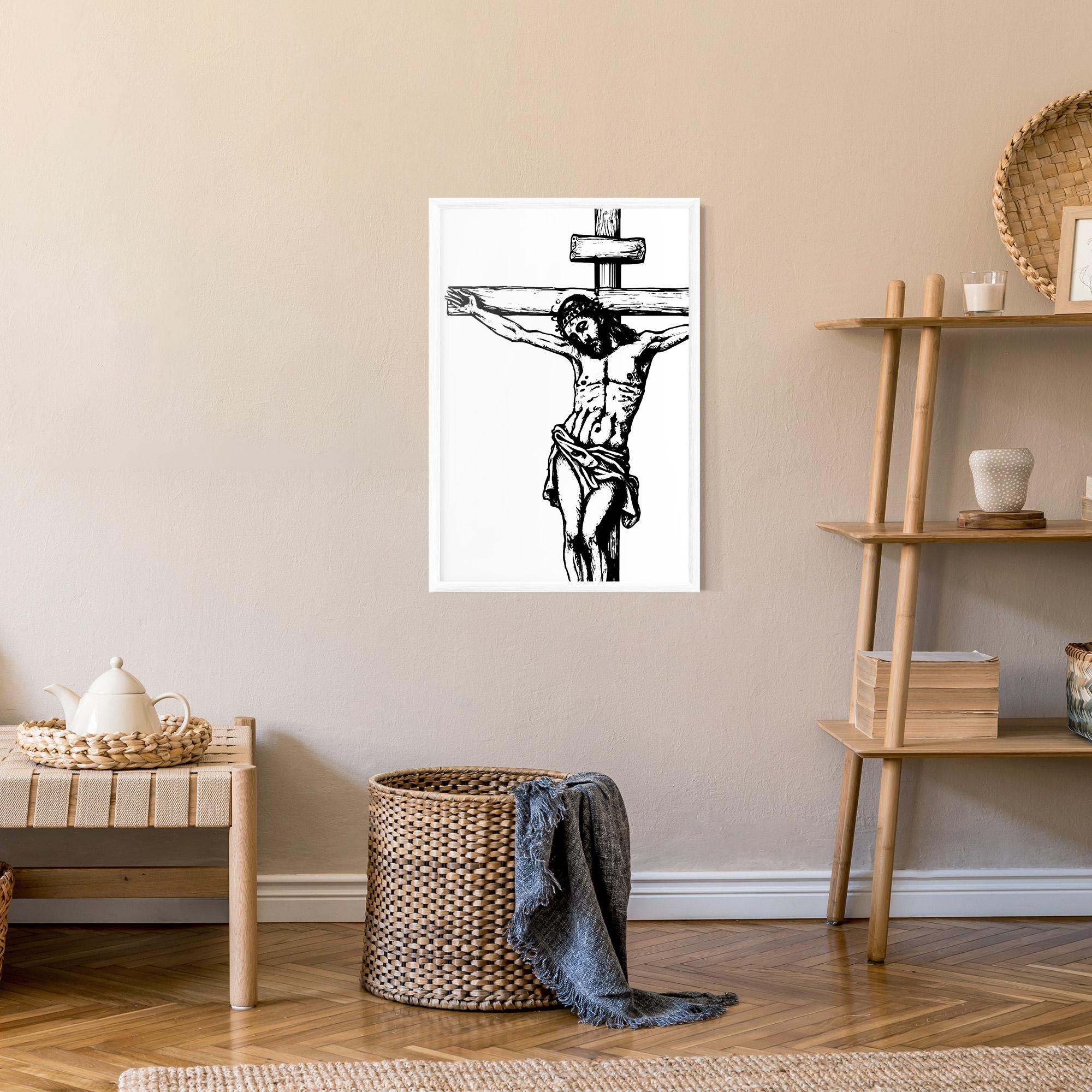 Рамкиран постер Jesus Black Line mockup 9