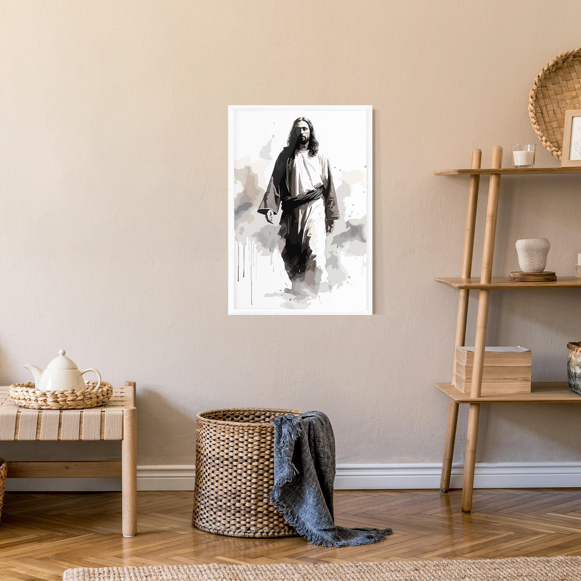 Рамкиран постер Watercolor Jesus mockup 9