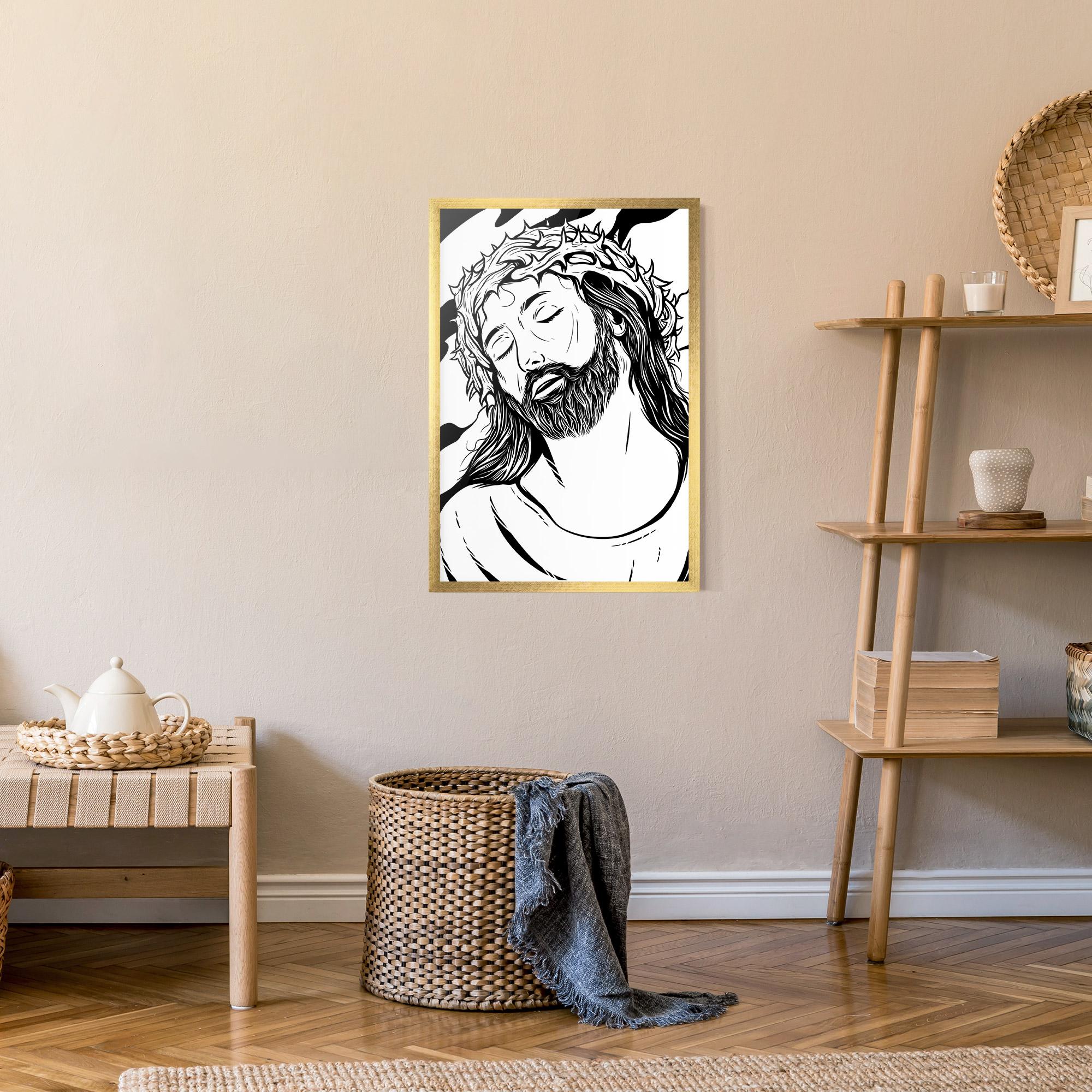 Рамкиран постер Black White Jesus mockup 9