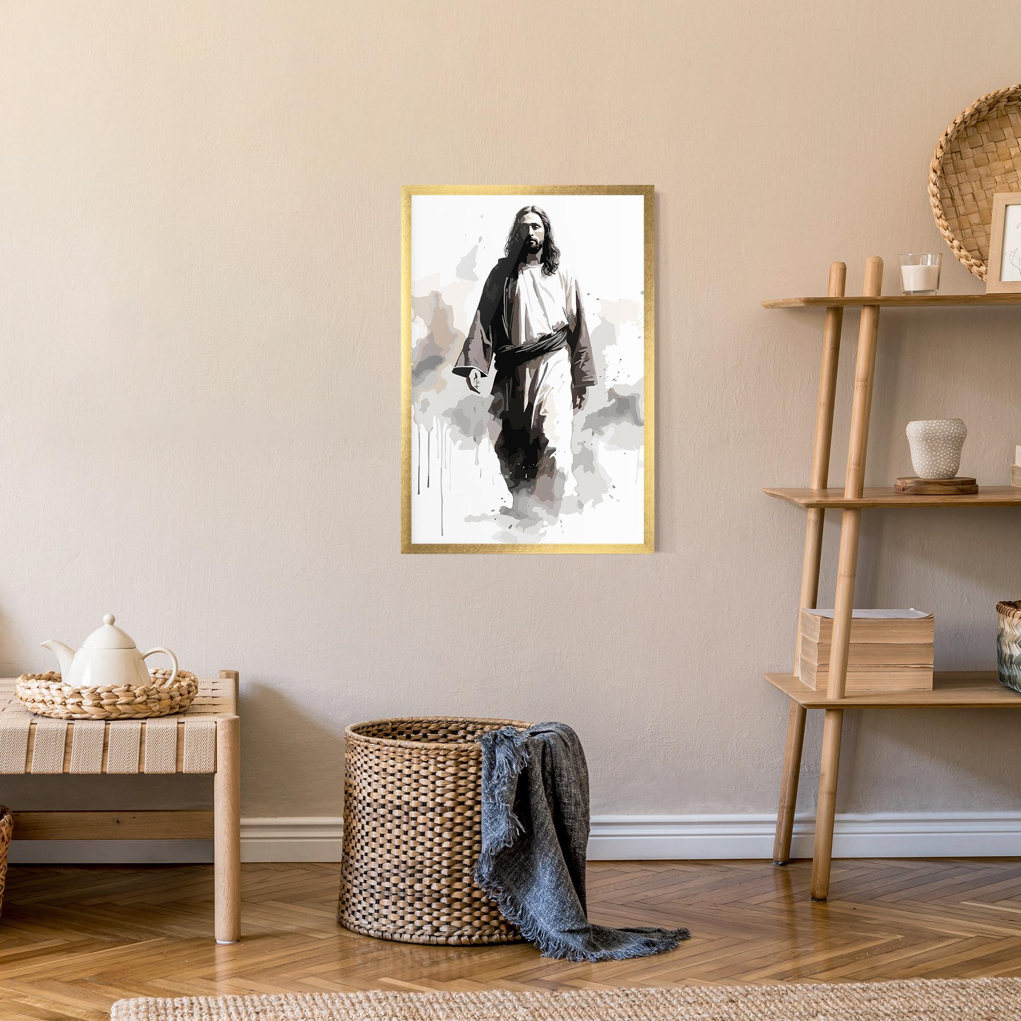 Рамкиран постер Watercolor Jesus mockup 9
