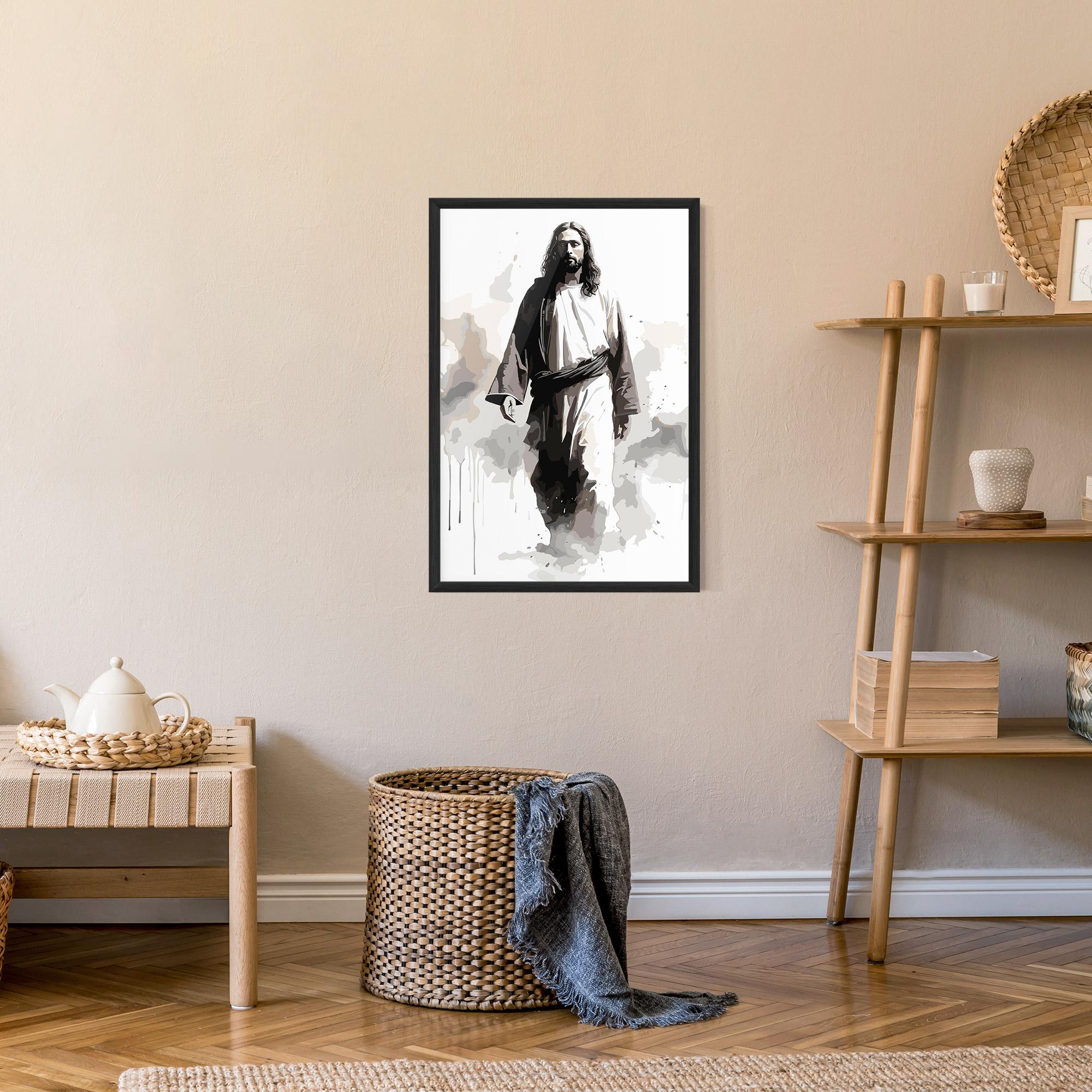 Рамкиран постер Watercolor Jesus mockup 9