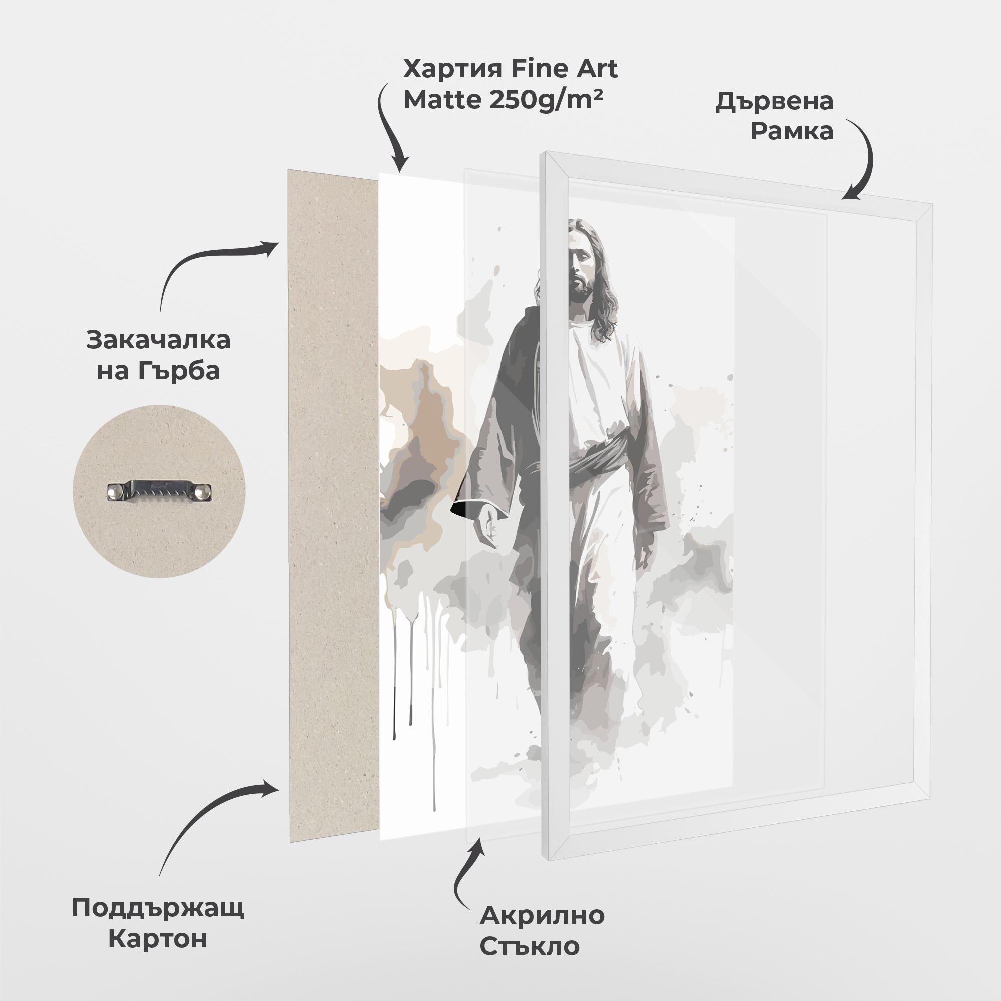 Рамкиран постер Watercolor Jesus mockup 1