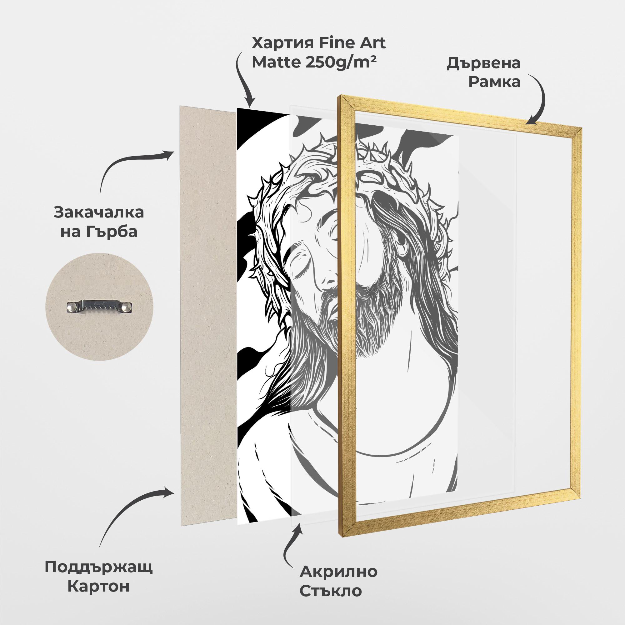 Рамкиран постер Black White Jesus mockup 1