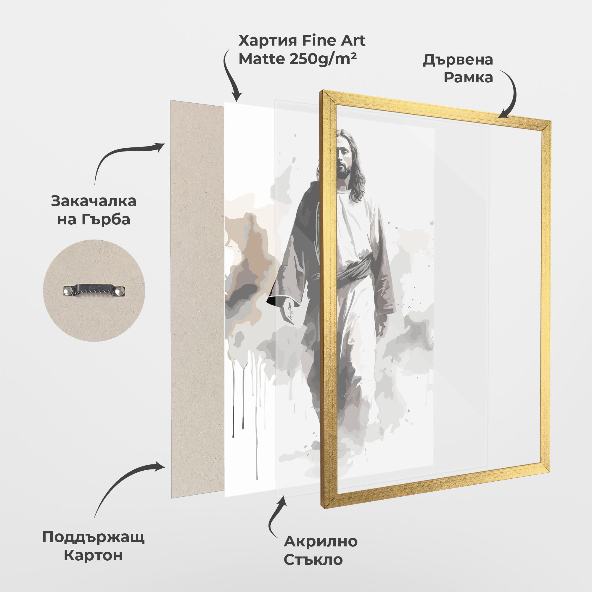 Рамкиран постер Watercolor Jesus mockup 1