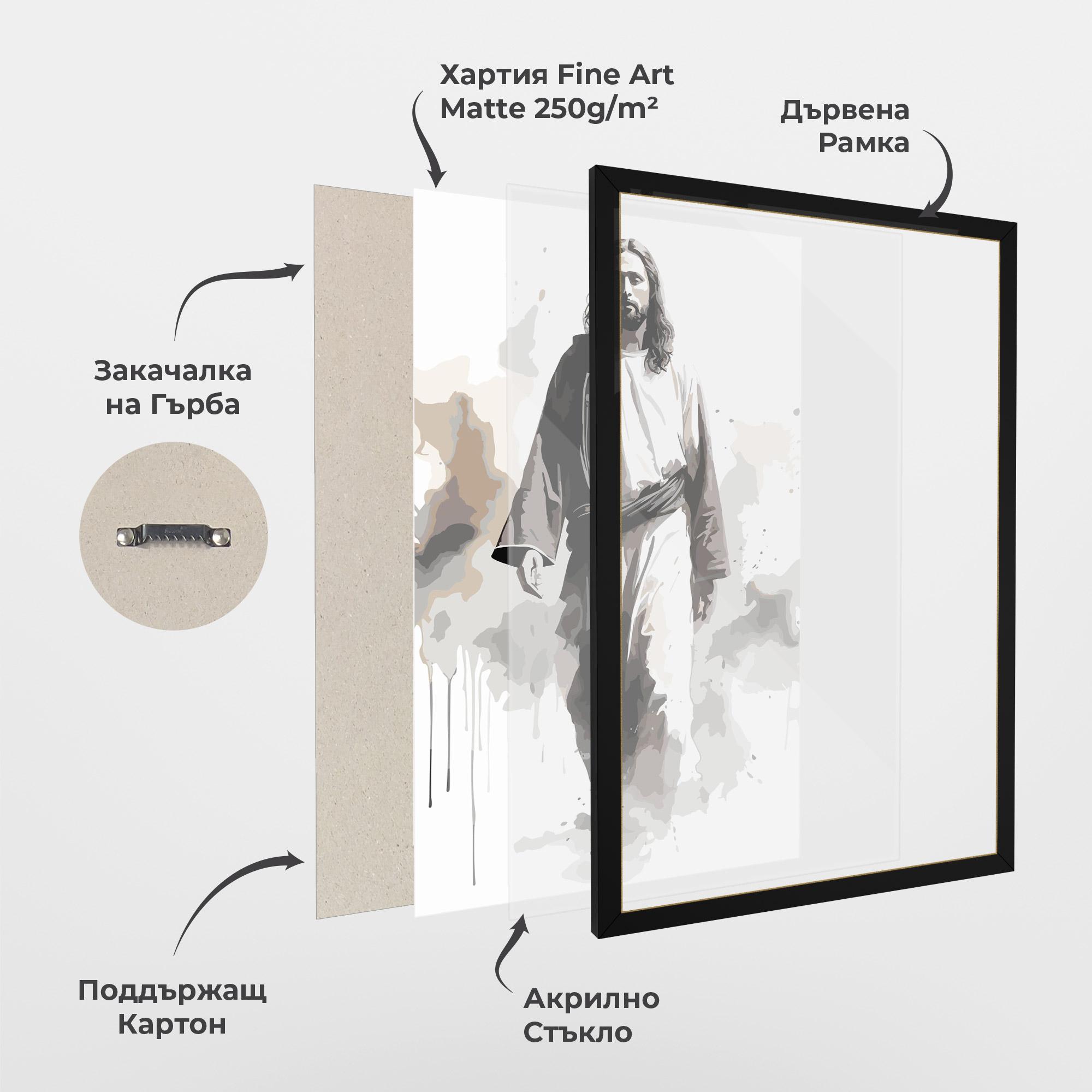 Рамкиран постер Watercolor Jesus mockup 1