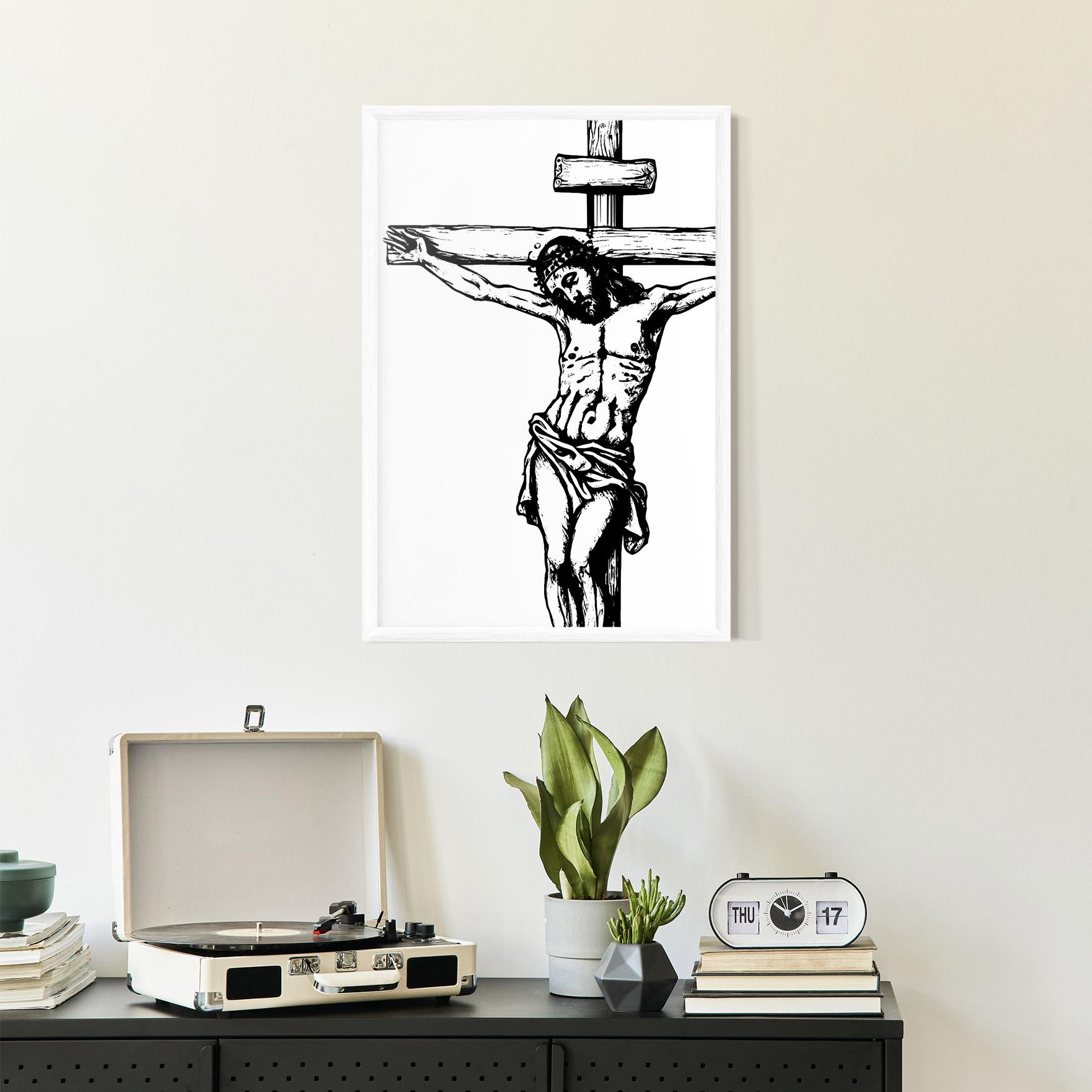 Рамкиран постер Jesus Black Line mockup 2